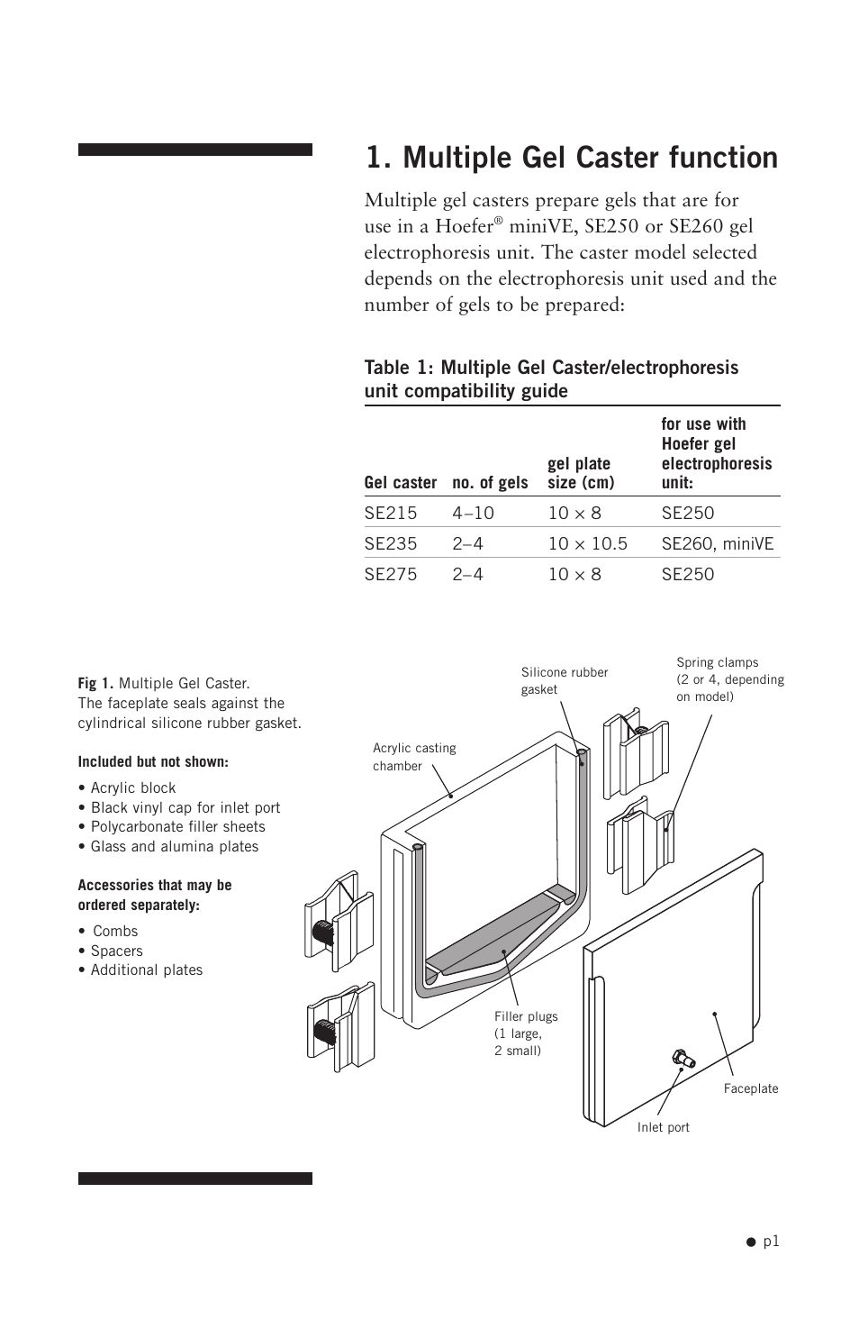 Multiple gel caster function | Hoefer SE215 User Manual | Page 3 / 21