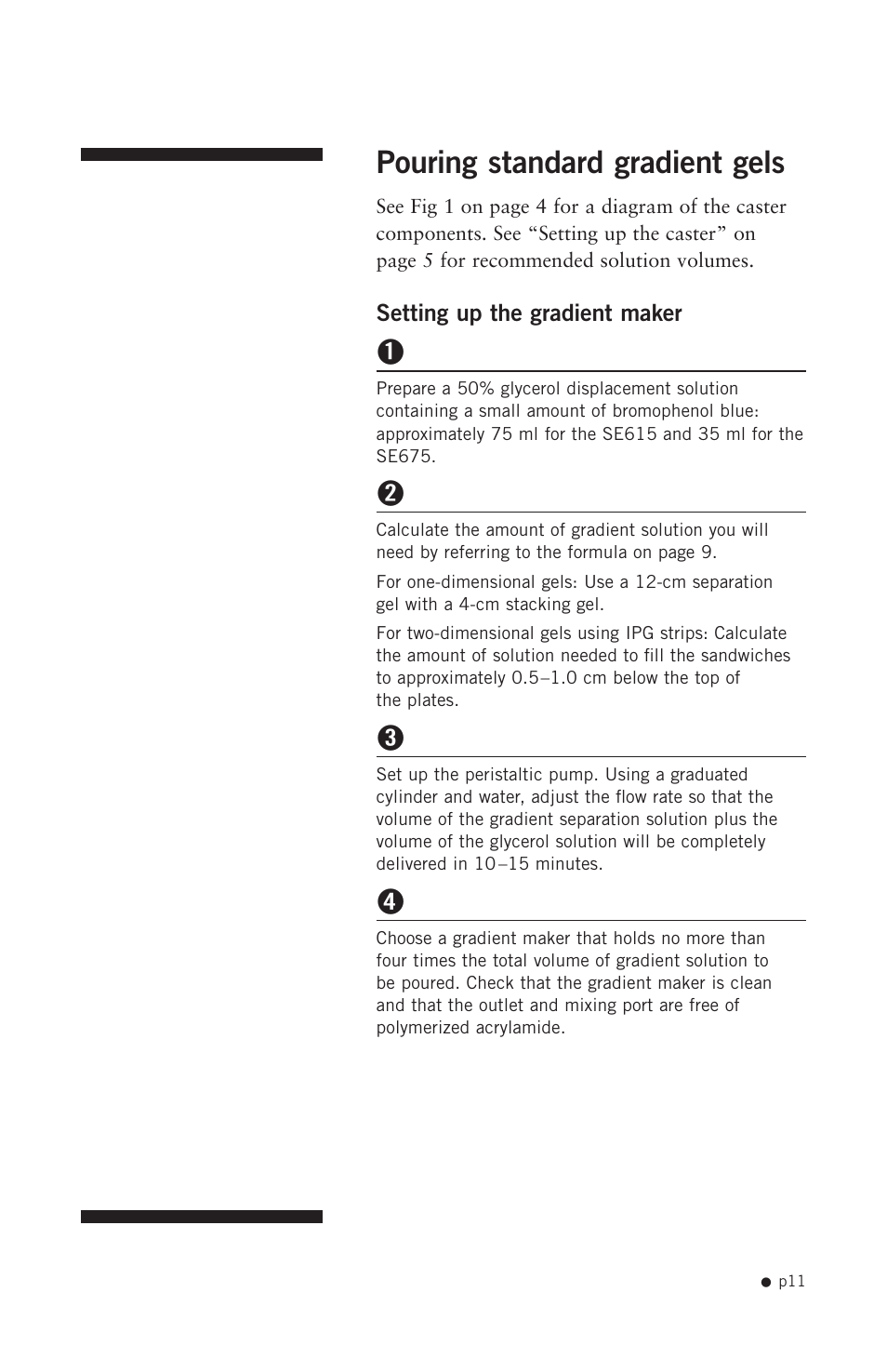 Pouring standard gradient gels | Hoefer SE615 User Manual | Page 14 / 27