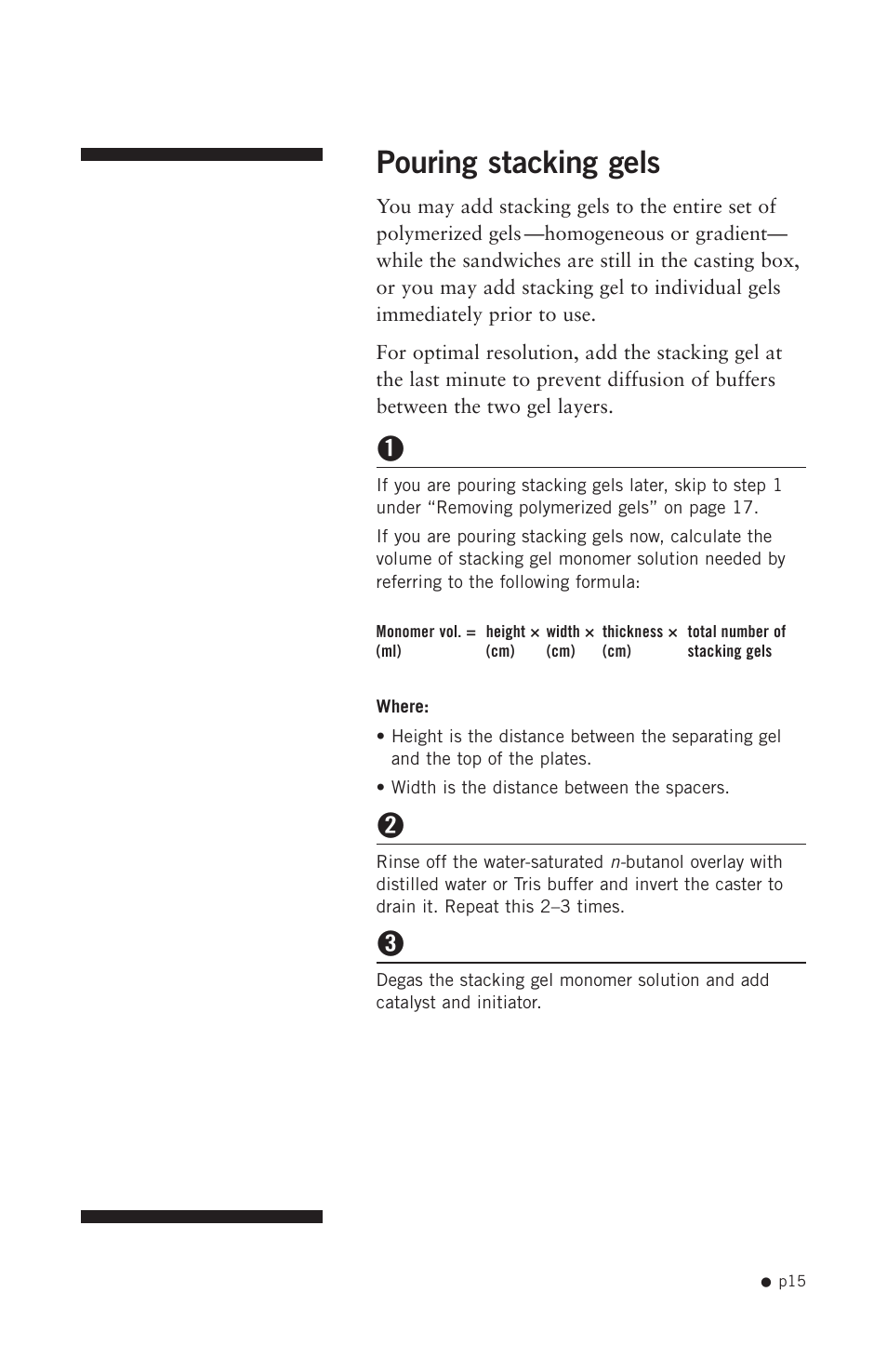 Pouring stacking gels | Hoefer SE615 User Manual | Page 18 / 27