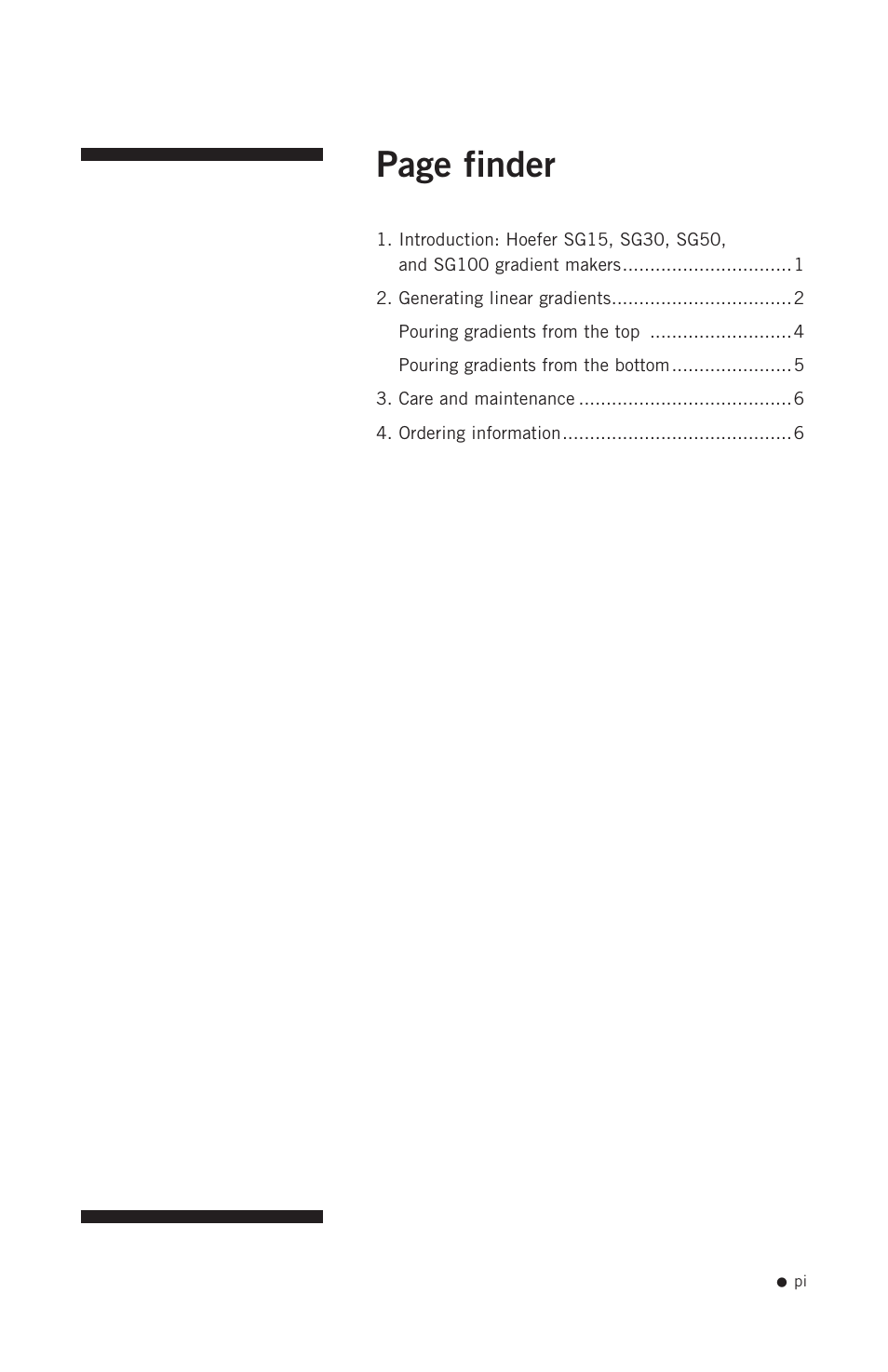 Page finder | Hoefer SG15 User Manual | Page 2 / 9