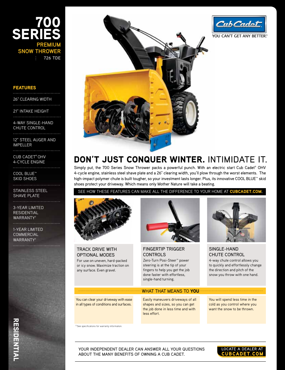 Cub Cadet 726 TDE User Manual | 2 pages