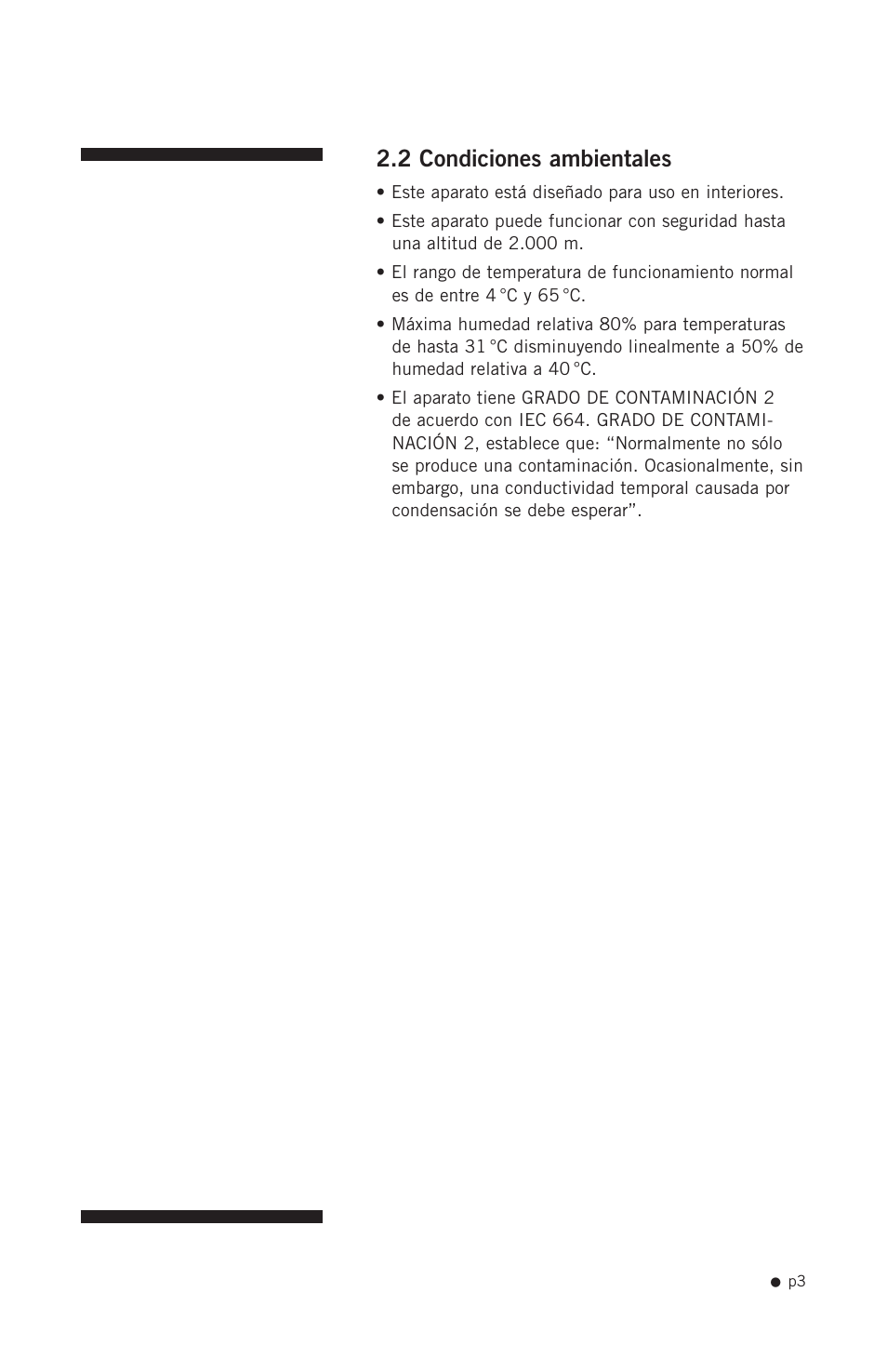 2 condiciones ambientales | Hoefer SQ33 Sequencer User Manual | Page 14 / 30