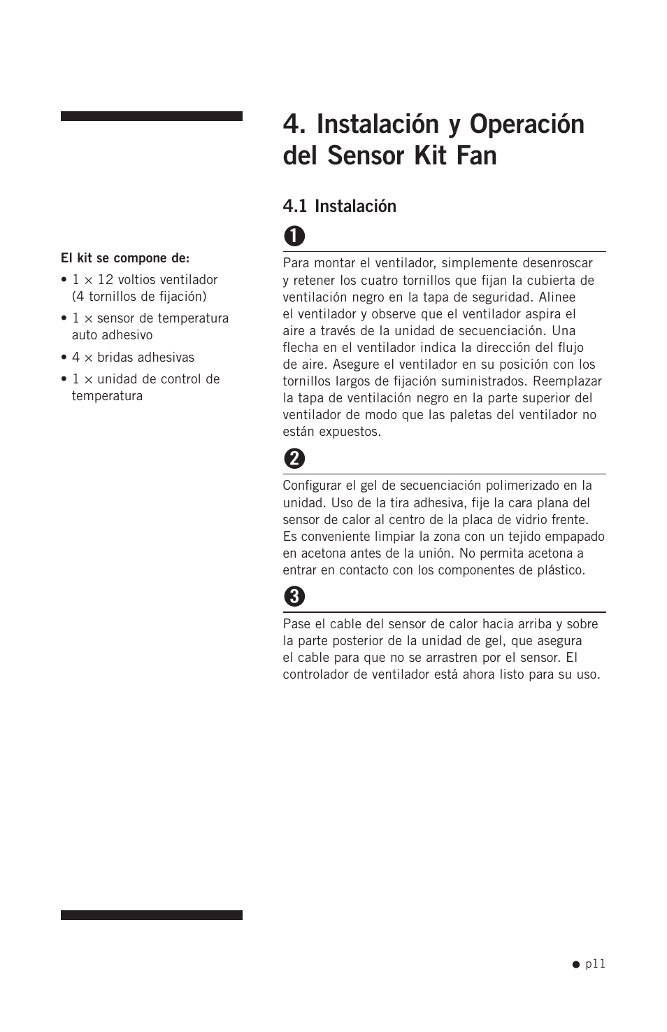 Instalación y operación del sensor kit fan | Hoefer SQ33 Sequencer User Manual | Page 22 / 30