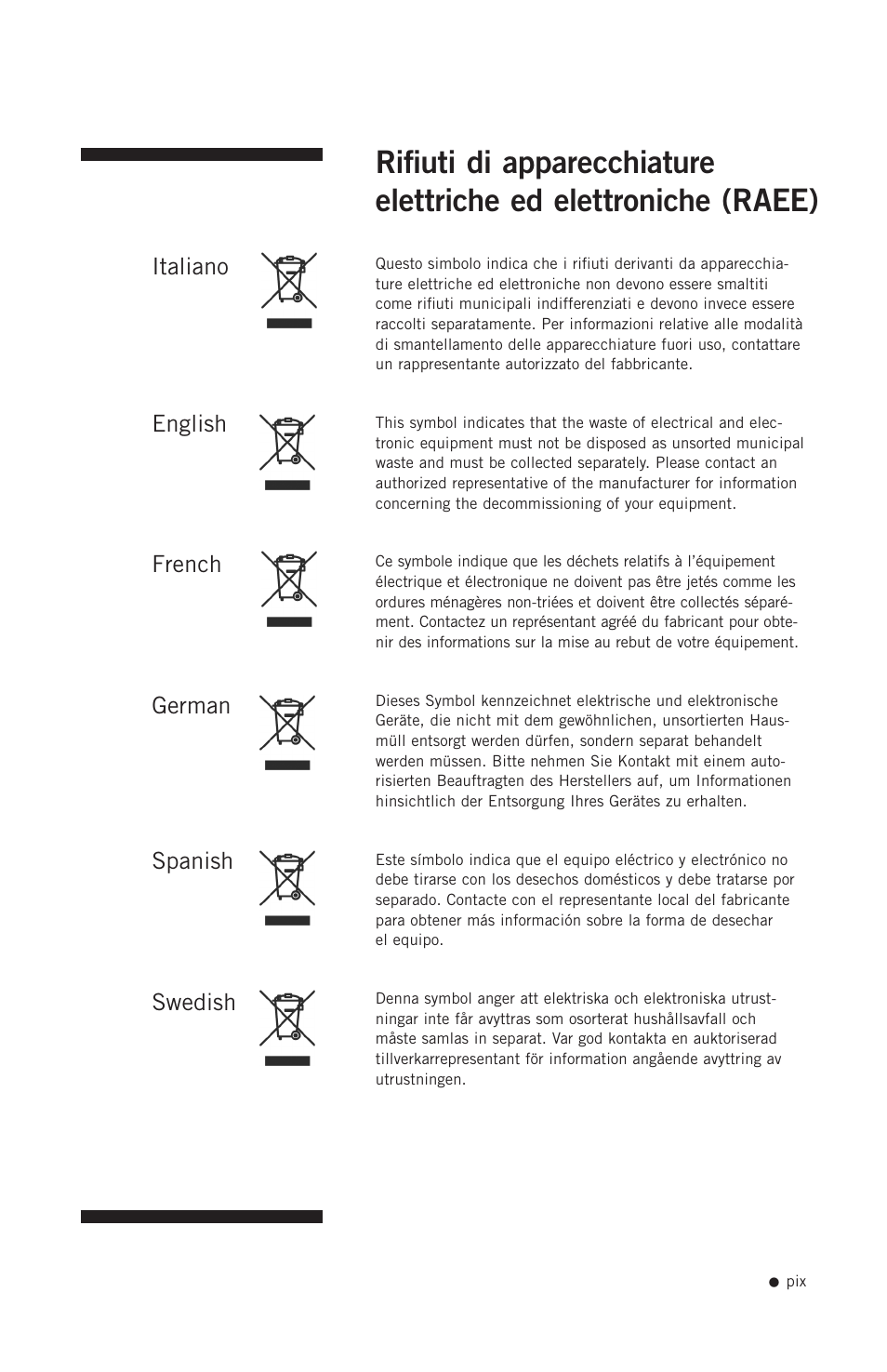 Italiano english french german spanish swedish | Hoefer SQ33 Sequencer User Manual | Page 10 / 30