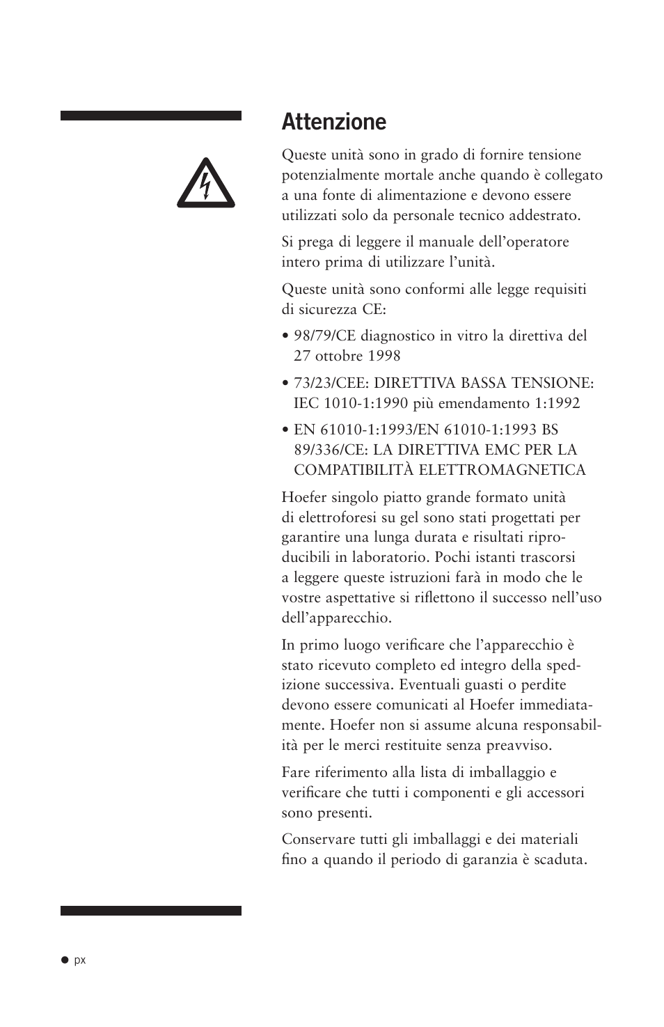 Attenzione | Hoefer SQ33 Sequencer User Manual | Page 11 / 30