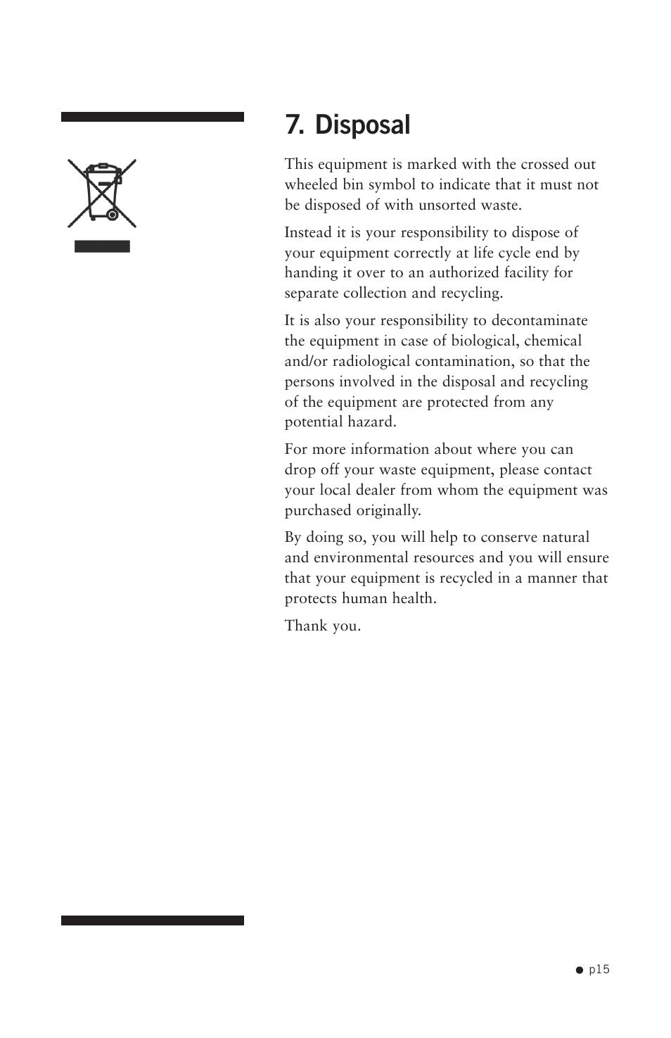 Disposal | Hoefer SQ33 Sequencer User Manual | Page 26 / 30