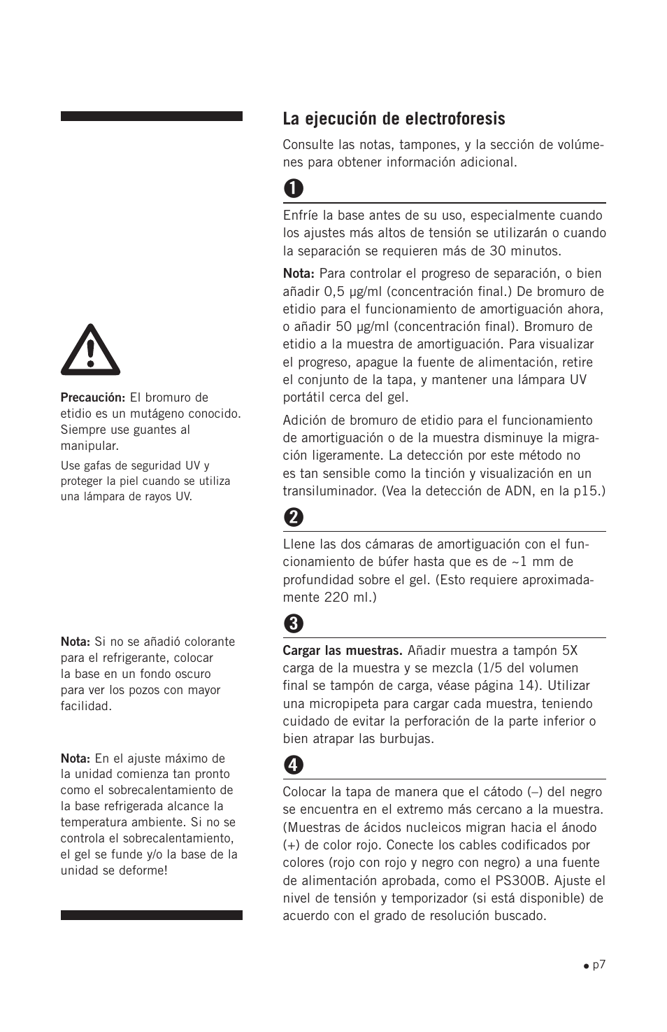 La ejecución de electroforesis | Hoefer HE33 User Manual | Page 15 / 26