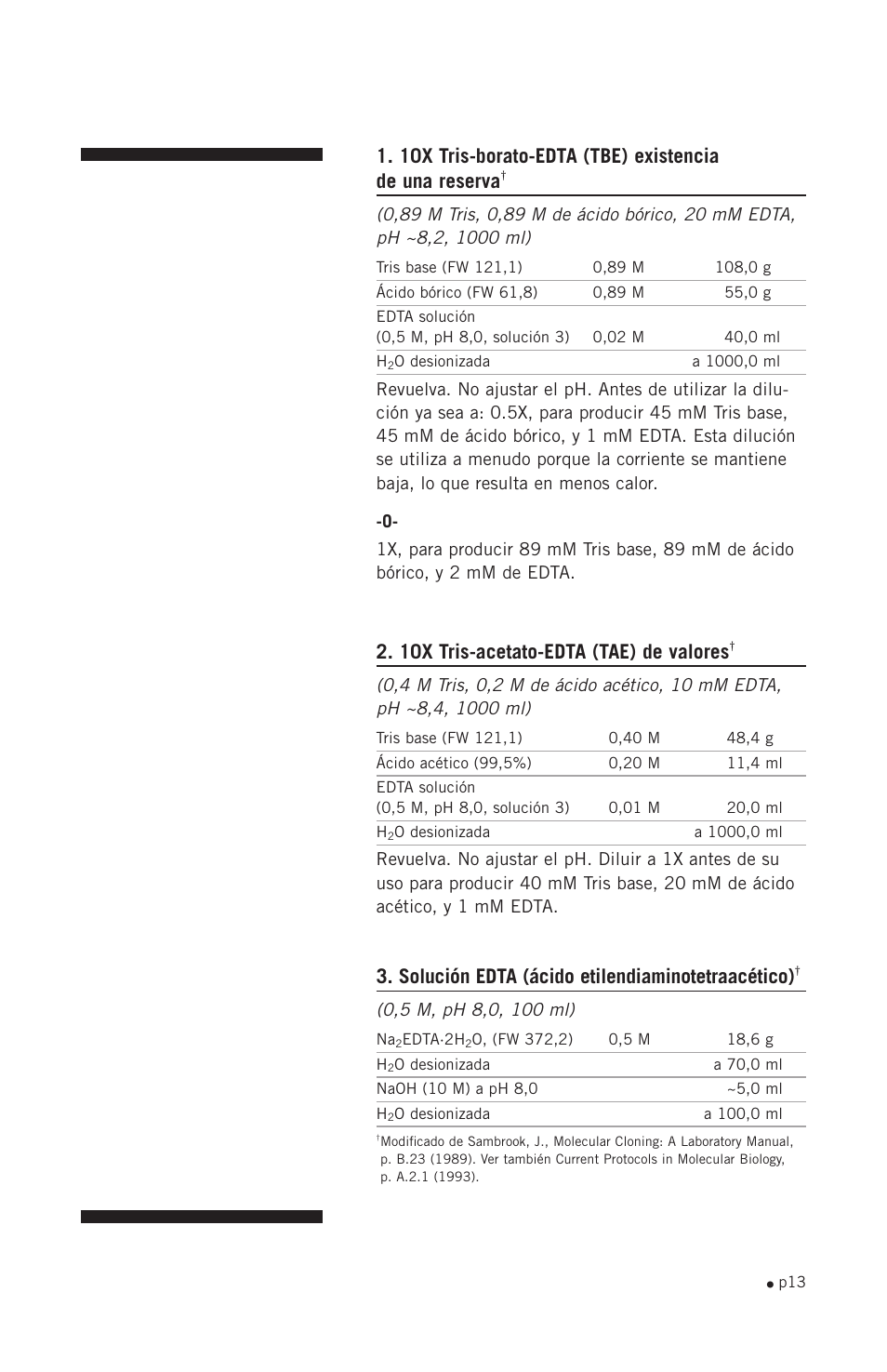 10x tris-acetato-edta (tae) de valores | Hoefer HE33 User Manual | Page 21 / 26