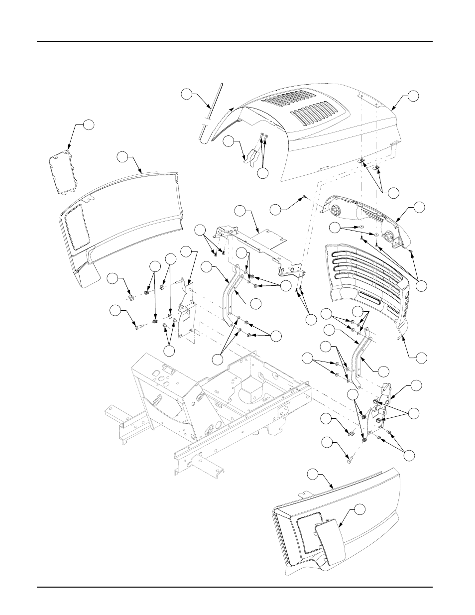 Grille, hood and side panels | Cub Cadet 2186 User Manual | Page 32 / 43