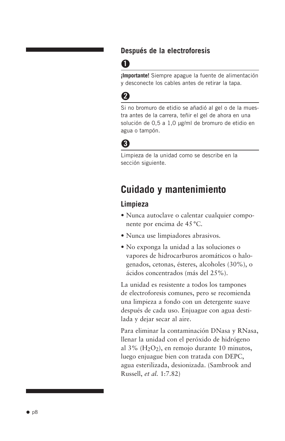 Cuidado y mantenimiento | Hoefer HE99X User Manual | Page 16 / 26