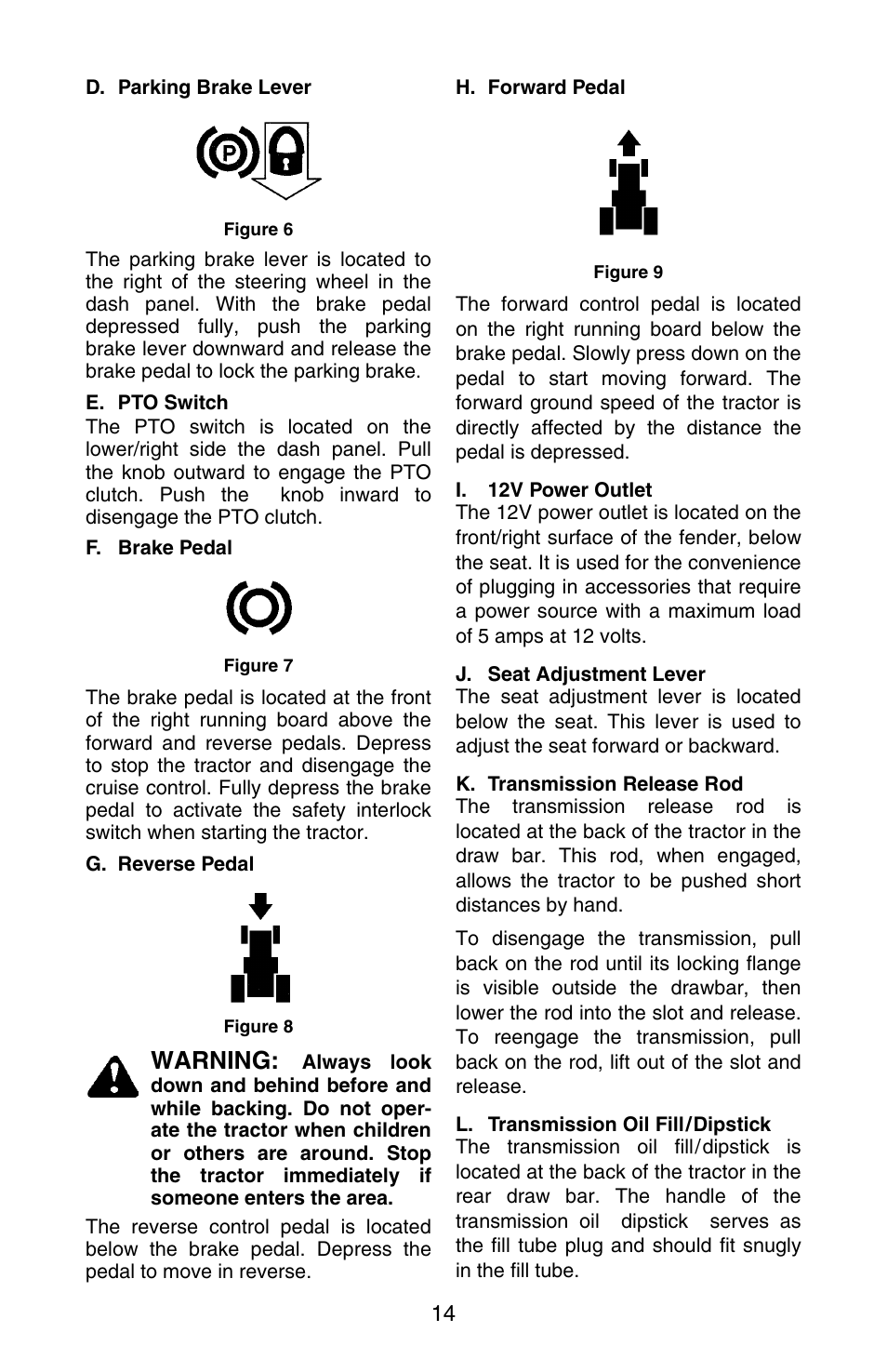 Warning | Cub Cadet GT 3200 User Manual | Page 14 / 48