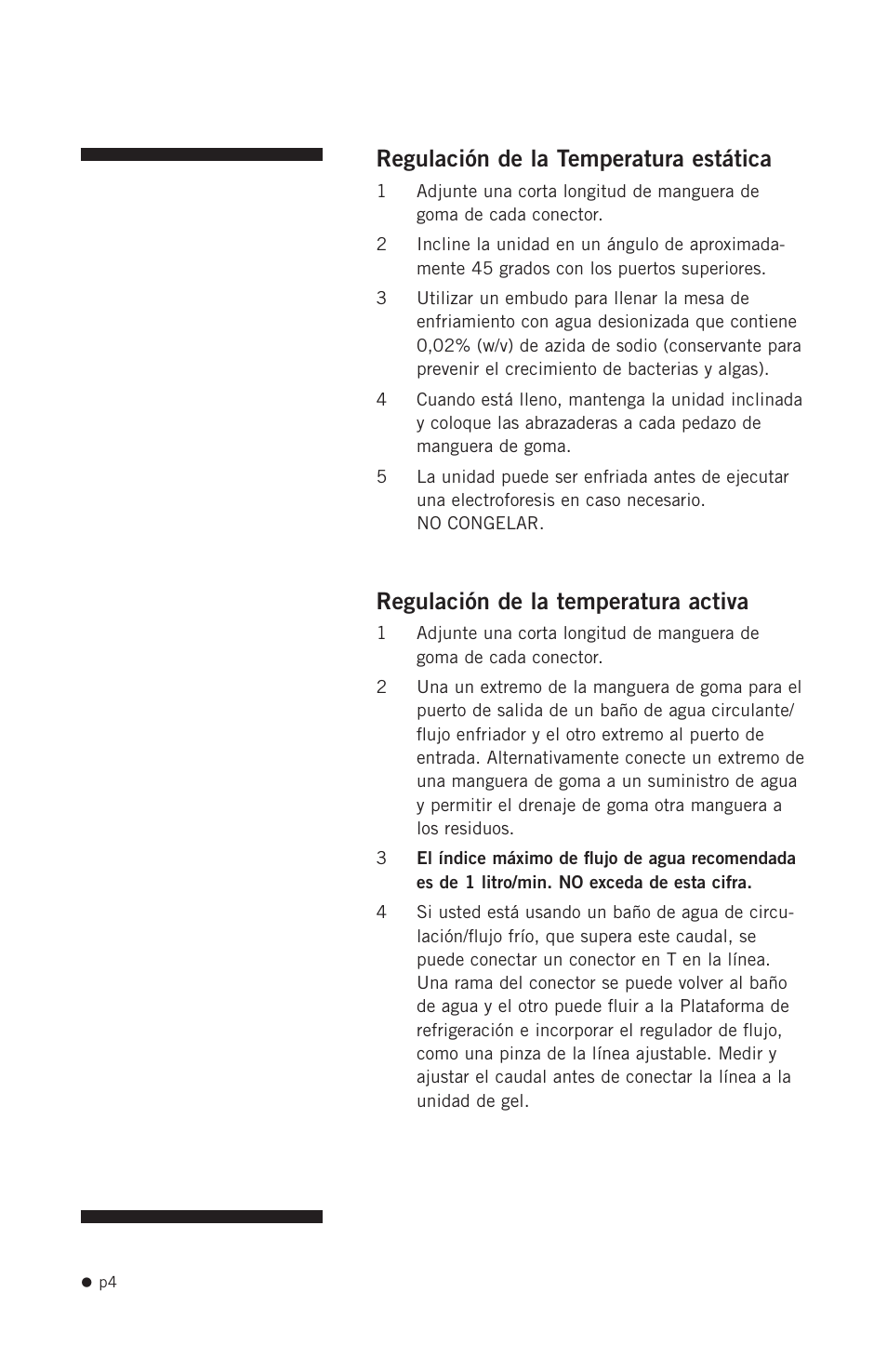 Regulación de la temperatura estática, Regulación de la temperatura activa | Hoefer SUB Series User Manual | Page 12 / 31