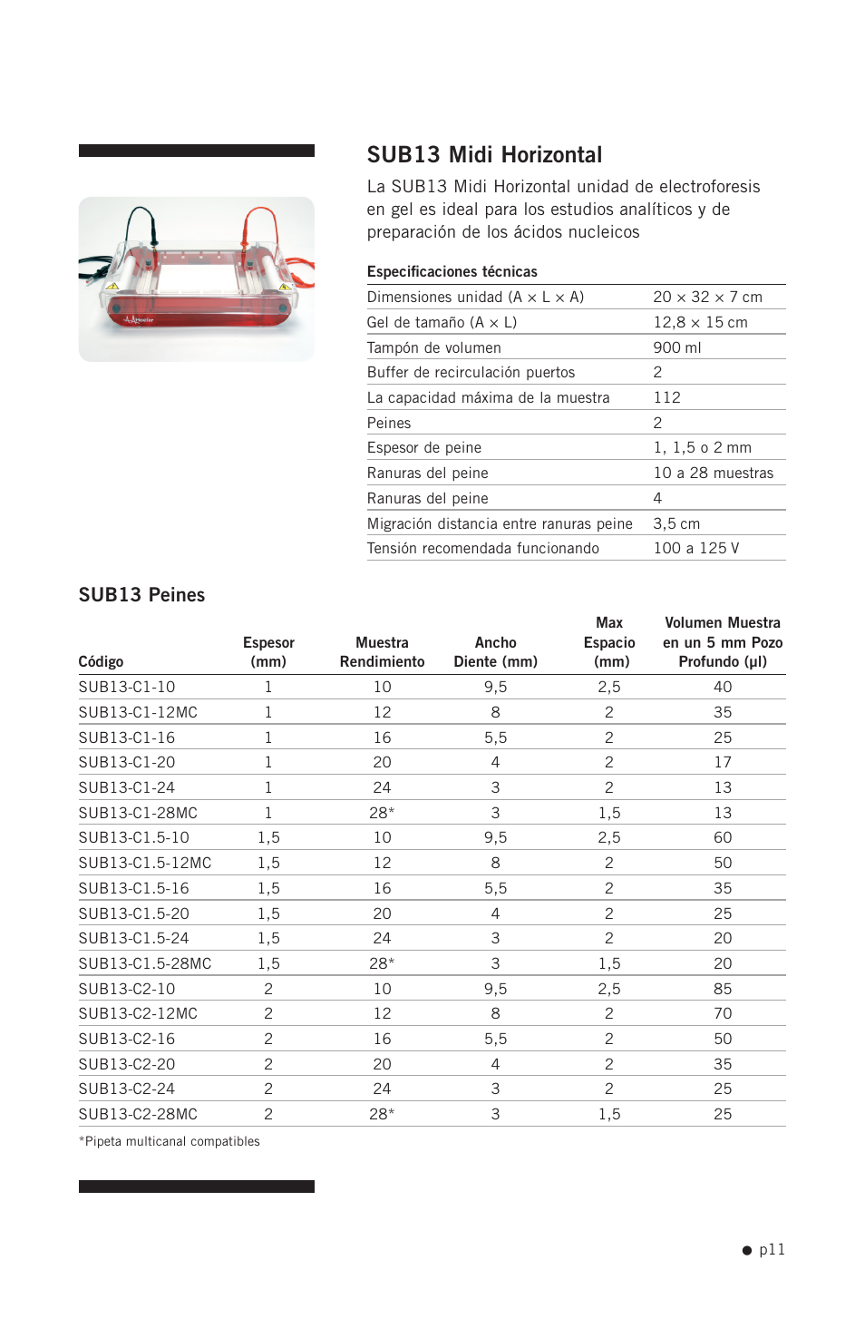 Sub13 midi horizontal, Sub13 peines | Hoefer SUB Series User Manual | Page 19 / 31