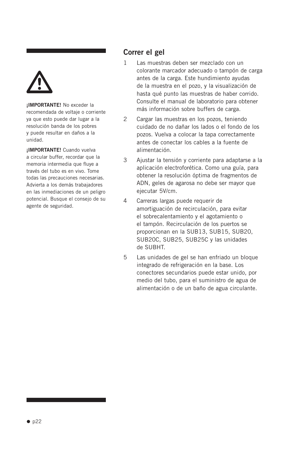 Correr el gel | Hoefer SUB Series User Manual | Page 30 / 31