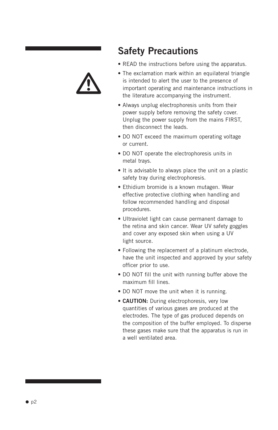 Safety precautions | Hoefer SUB Series User Manual | Page 10 / 31