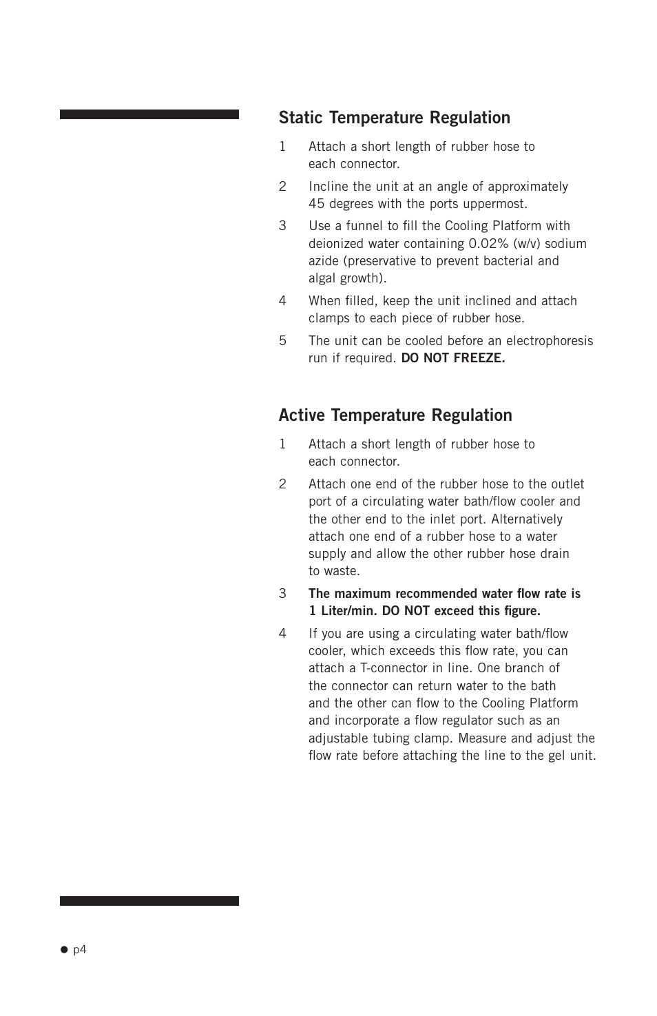 Static temperature regulation, Active temperature regulation | Hoefer SUB Series User Manual | Page 12 / 31
