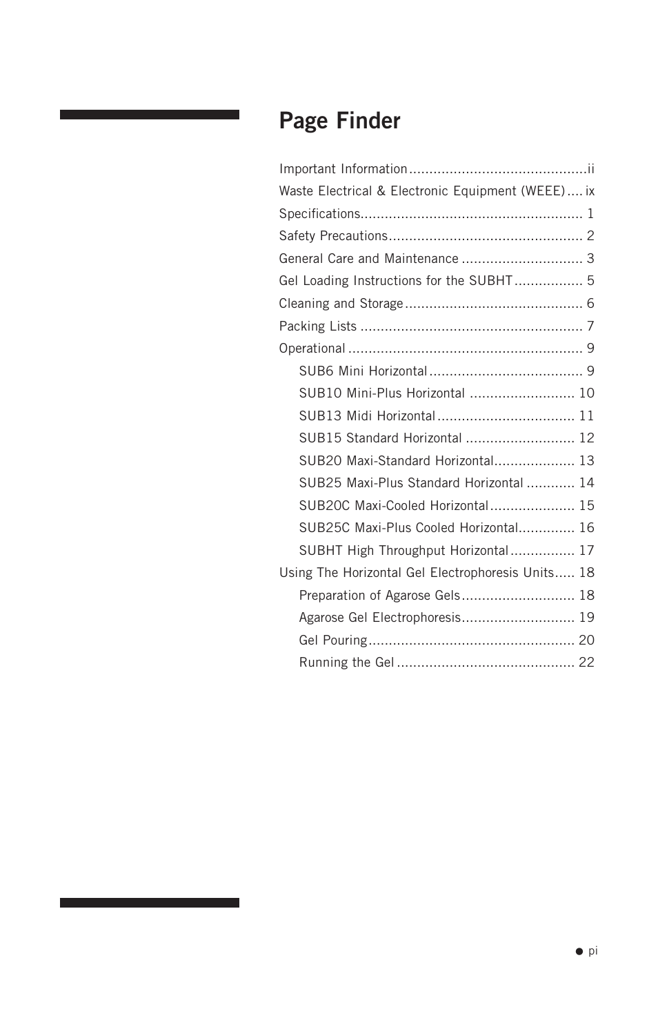 Page finder | Hoefer SUB Series User Manual | Page 2 / 31