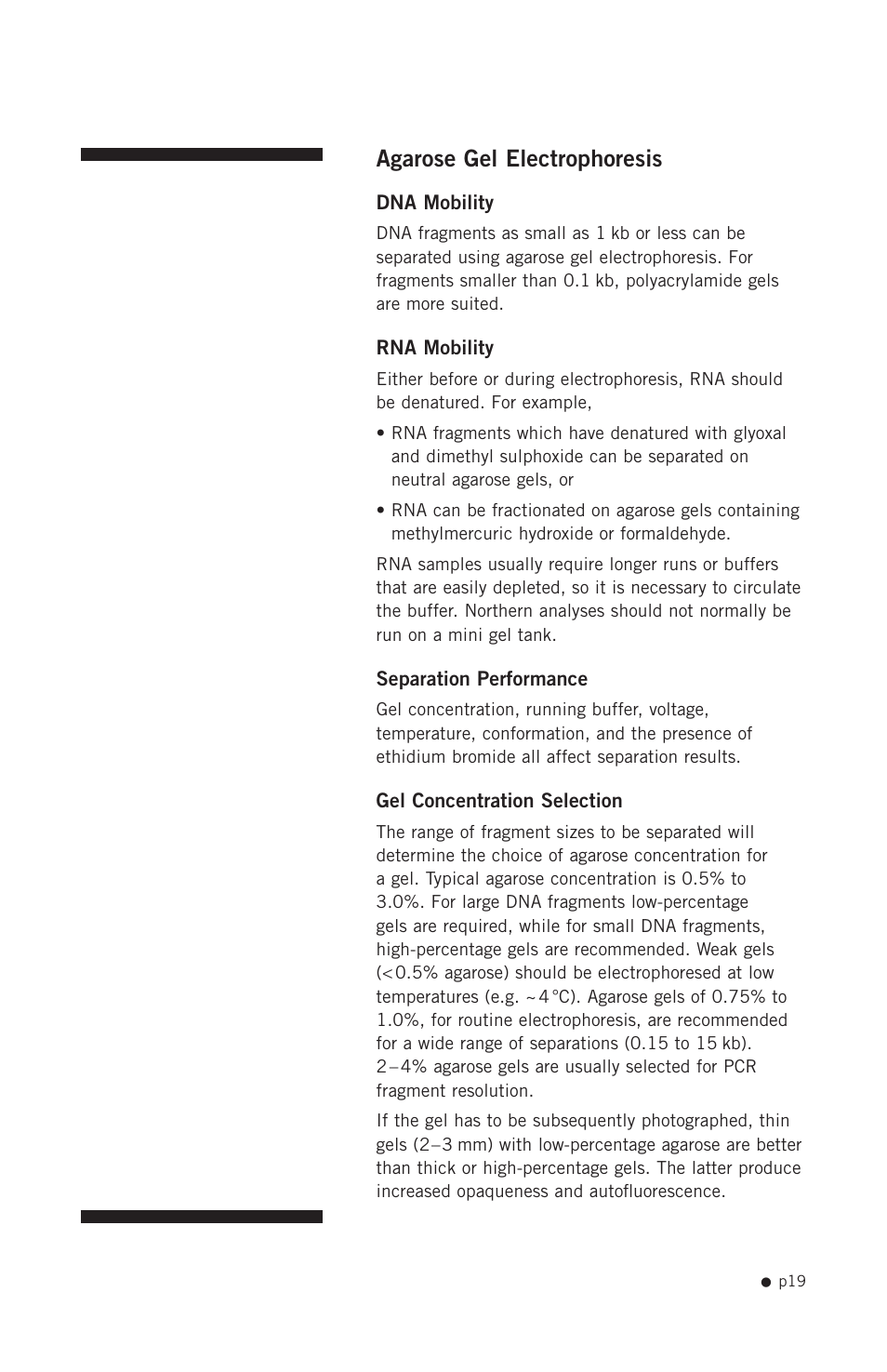 Agarose gel electrophoresis | Hoefer SUB Series User Manual | Page 27 / 31