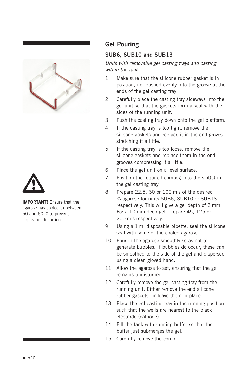 Gel pouring | Hoefer SUB Series User Manual | Page 28 / 31