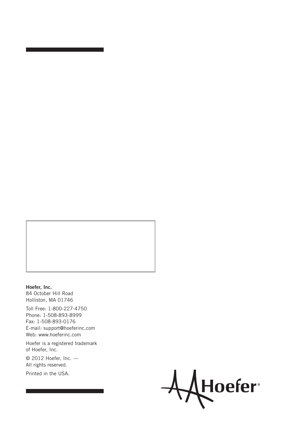 Hoefer SUB Series User Manual | Page 31 / 31
