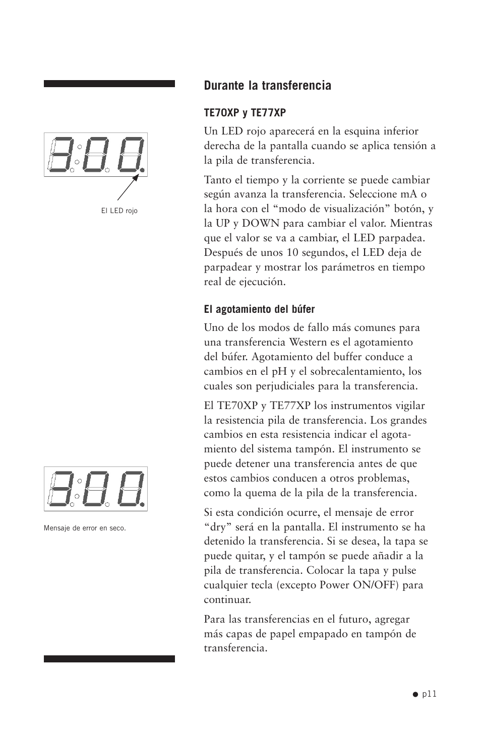 Durante la transferencia | Hoefer TE70X User Manual | Page 19 / 31