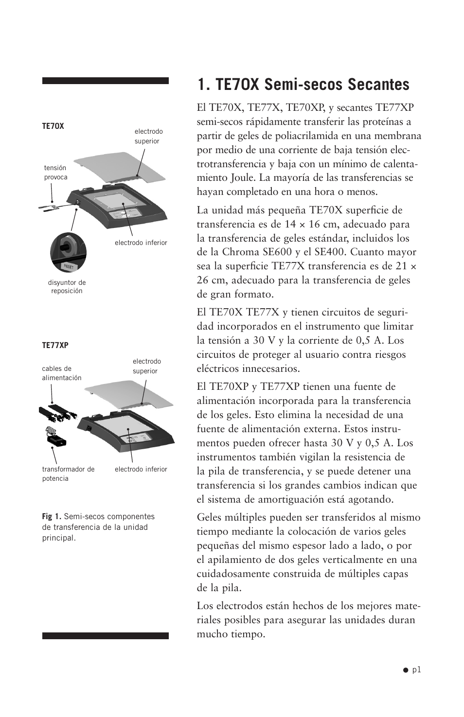 Te70x semi-secos secantes | Hoefer TE70X User Manual | Page 9 / 31