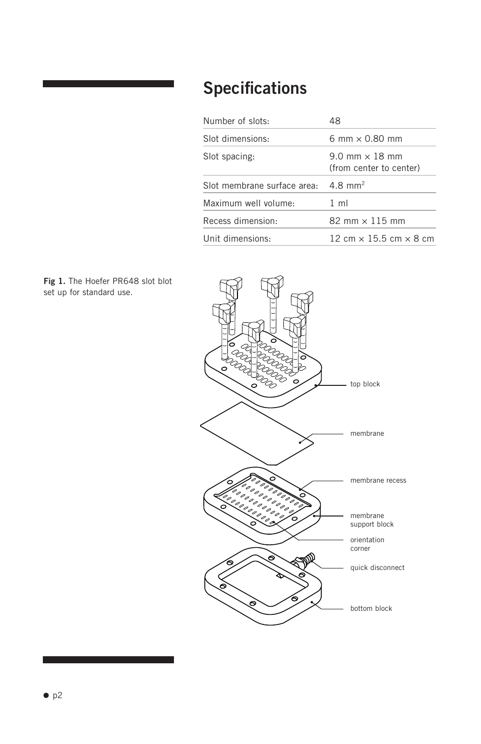 Specifications | Hoefer PR648 User Manual | Page 4 / 11
