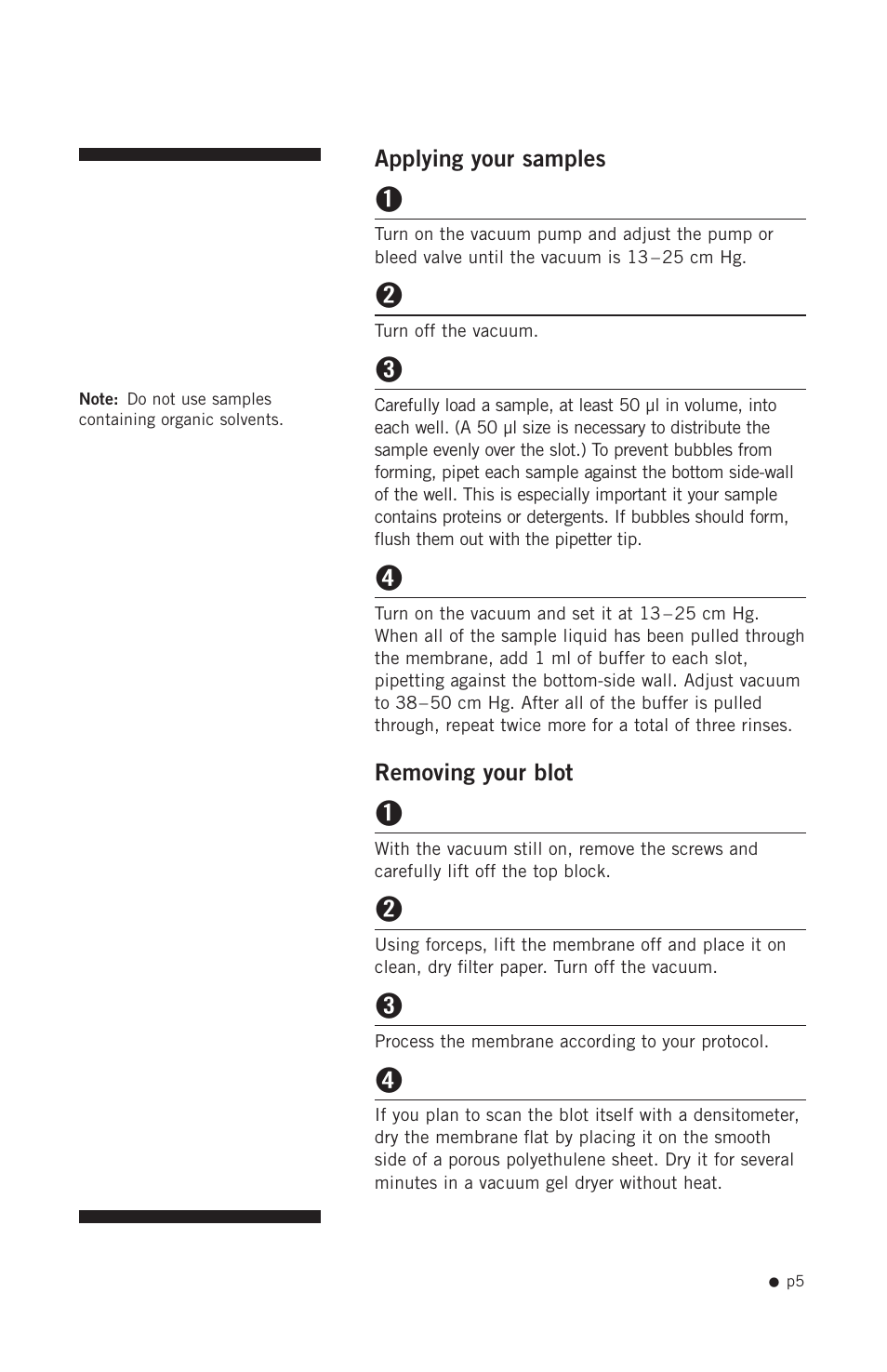 Applying your samples, Removing your blot | Hoefer PR648 User Manual | Page 7 / 11