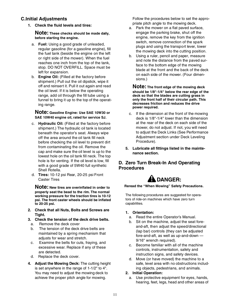Danger | Cub Cadet Z - Wing 48 User Manual | Page 11 / 32