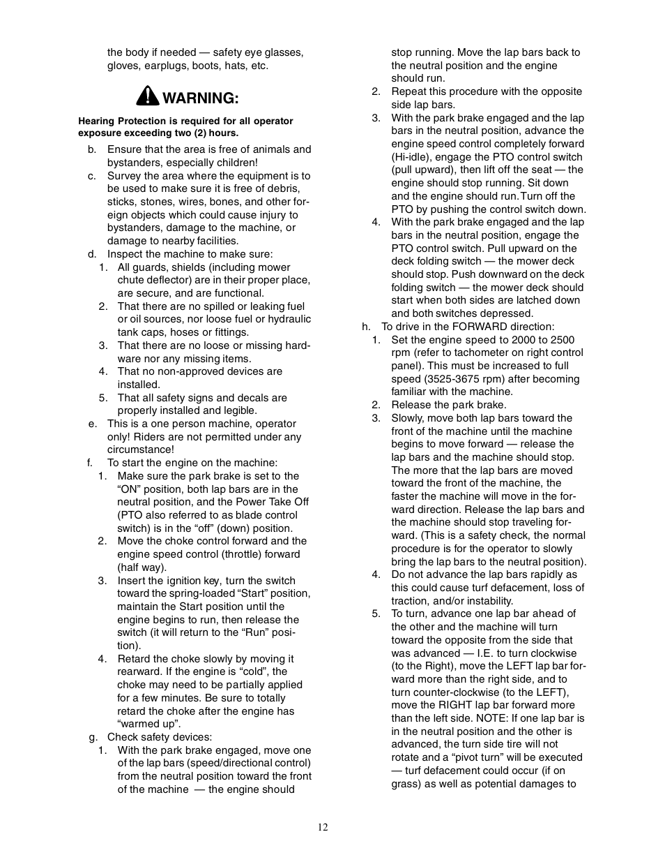 Warning | Cub Cadet Z - Wing 48 User Manual | Page 12 / 32