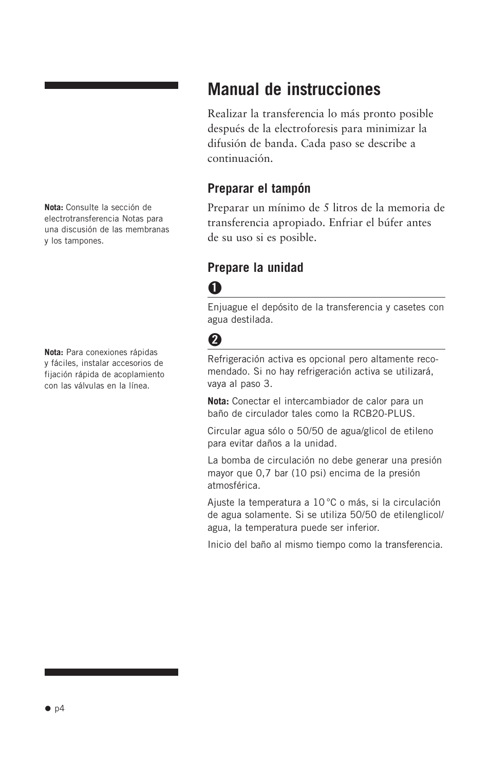 Manual de instrucciones | Hoefer TE42 User Manual | Page 12 / 35