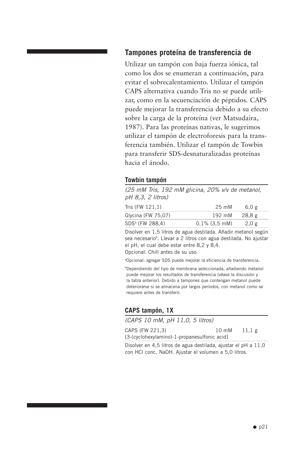 Tampones proteína de transferencia de, Caps tampón, 1x | Hoefer TE42 User Manual | Page 29 / 35