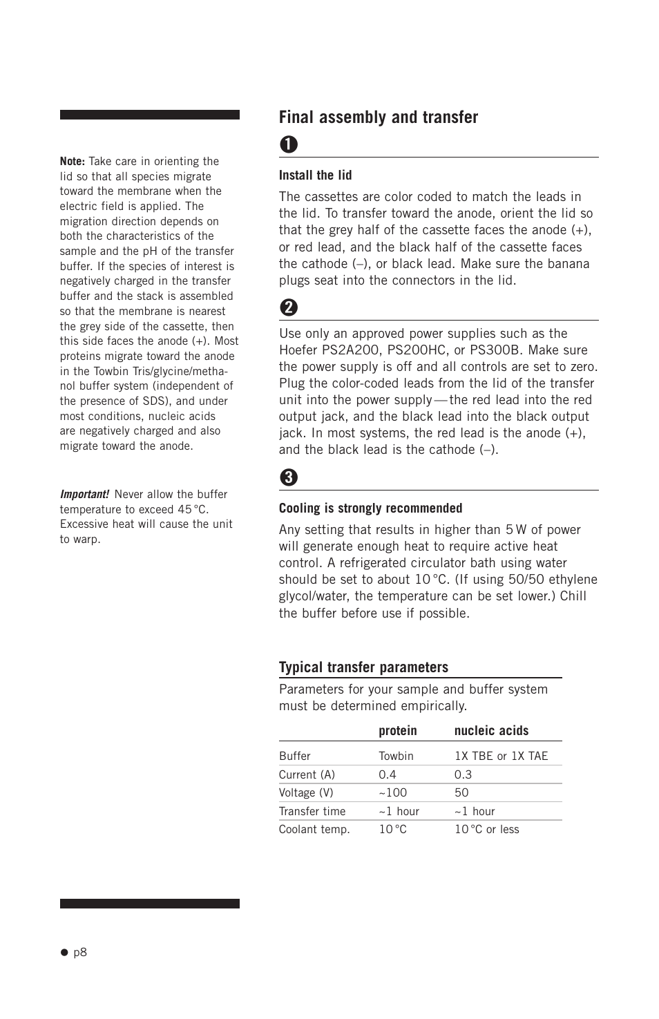 Final assembly and transfer | Hoefer TE22 User Manual | Page 16 / 31