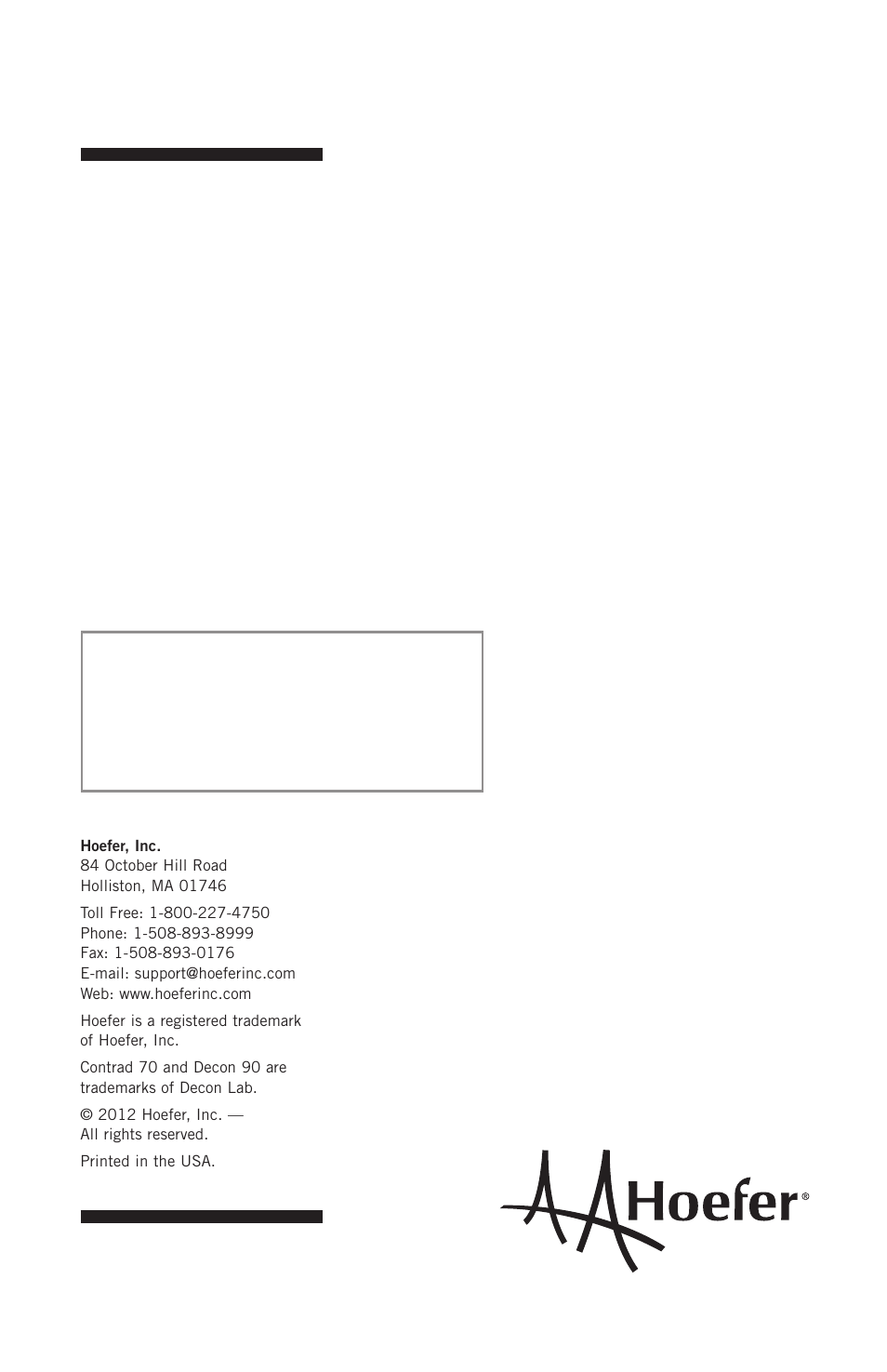 Hoefer TE22 User Manual | Page 31 / 31