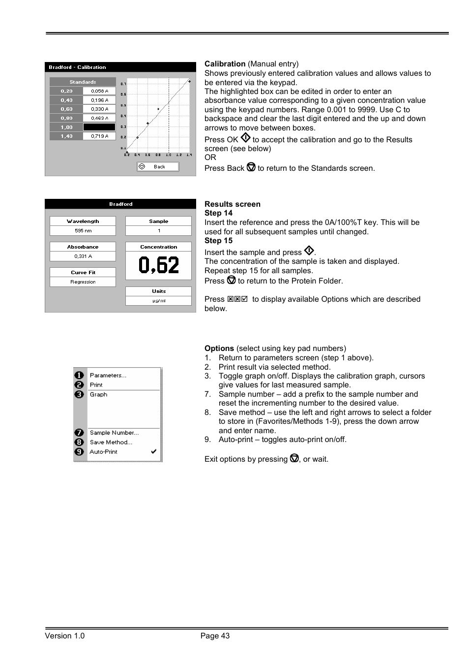 Hoefer SP-2001 Vision Life Spectrophotometer User Manual | Page 43 / 66