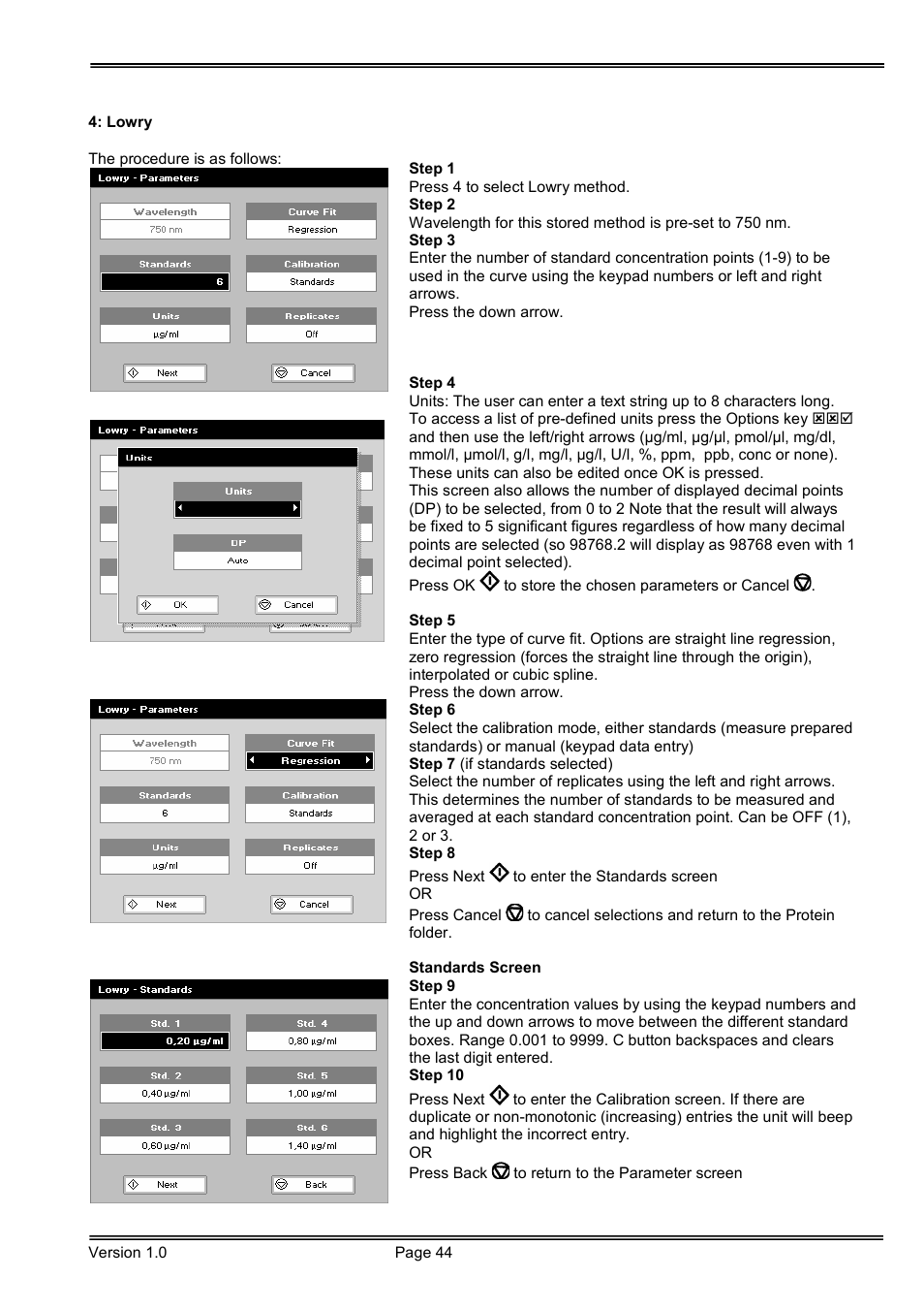 Hoefer SP-2001 Vision Life Spectrophotometer User Manual | Page 44 / 66