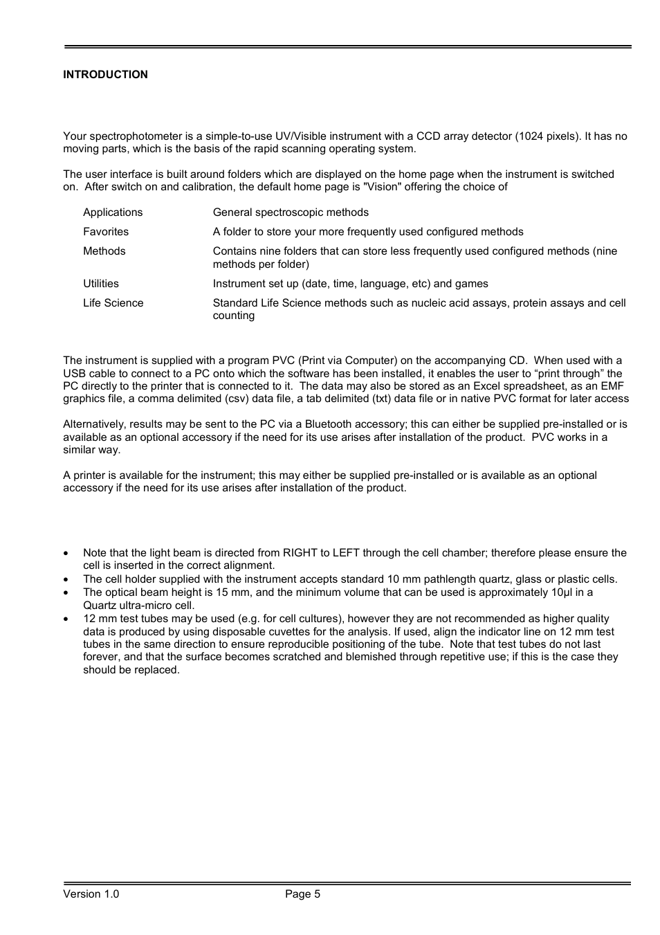 Hoefer SP-2001 Vision Life Spectrophotometer User Manual | Page 5 / 66