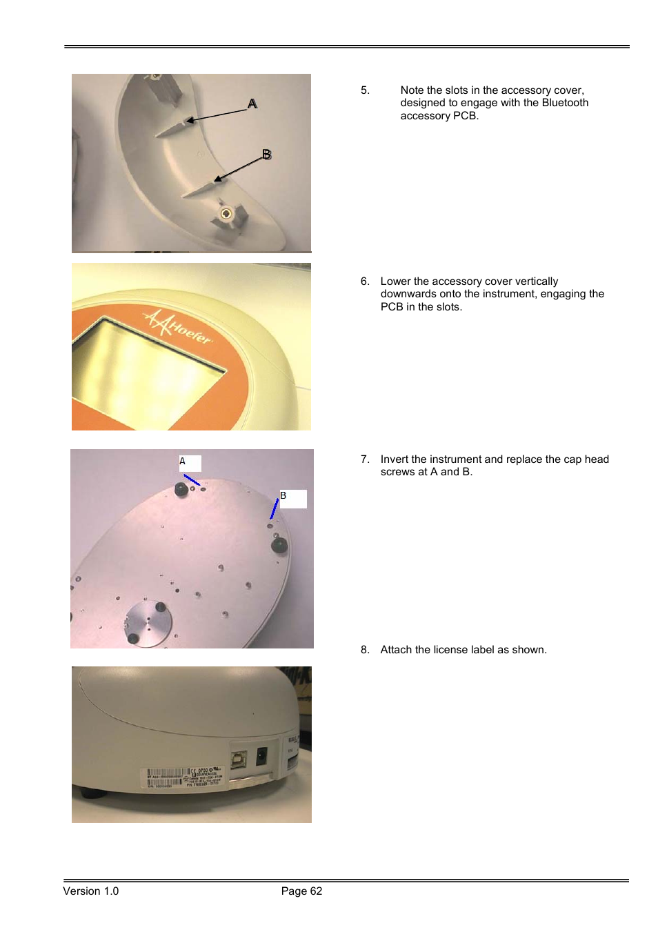 Hoefer SP-2001 Vision Life Spectrophotometer User Manual | Page 62 / 66