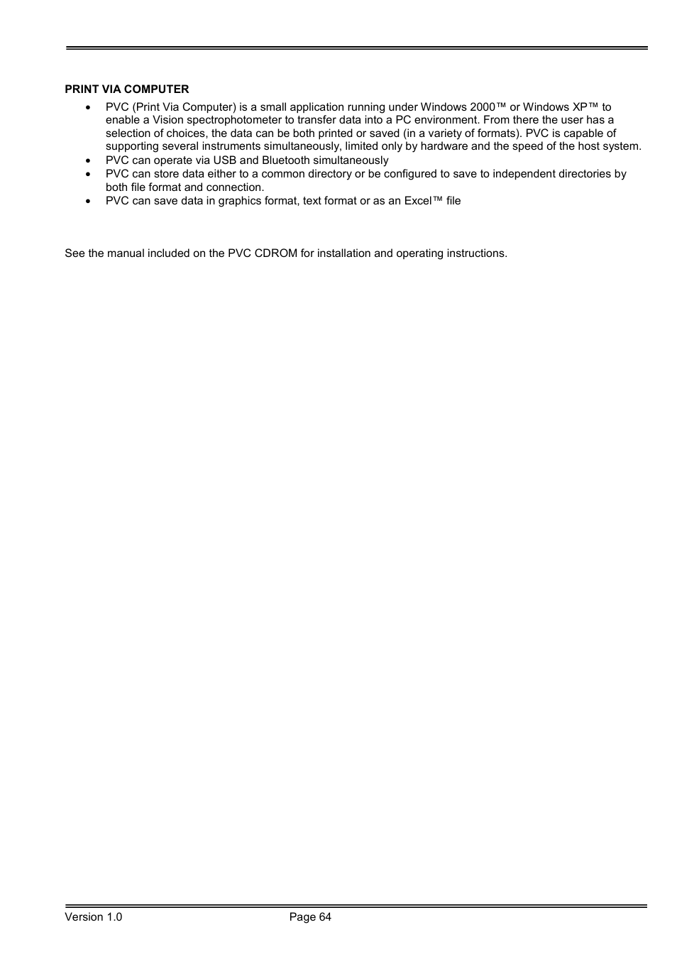 Hoefer SP-2001 Vision Life Spectrophotometer User Manual | Page 64 / 66