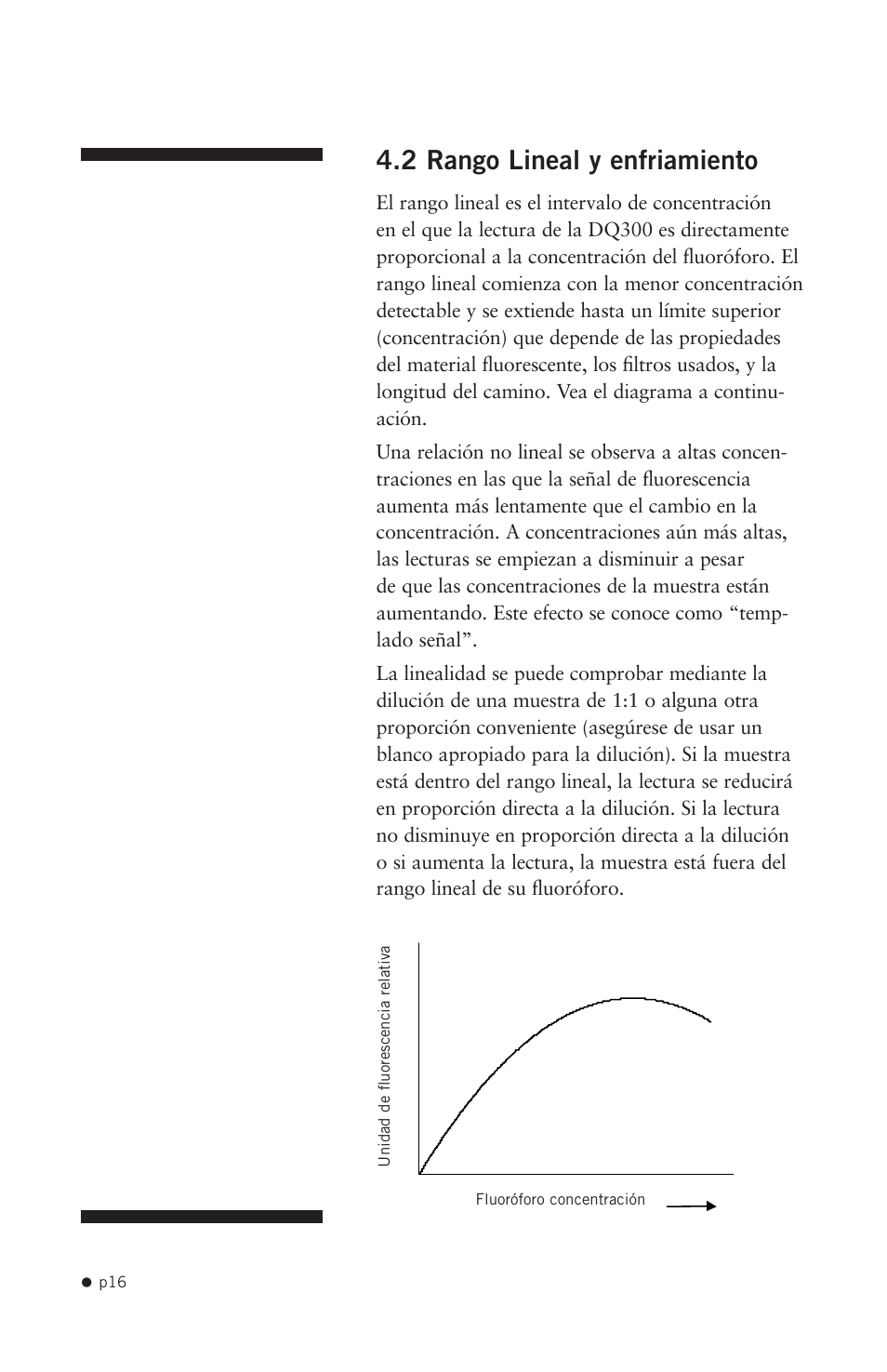 2 rango lineal y enfriamiento, Rel at iv e fl uo re sc en ce u ni t t | Hoefer DQ300 User Manual | Page 24 / 30