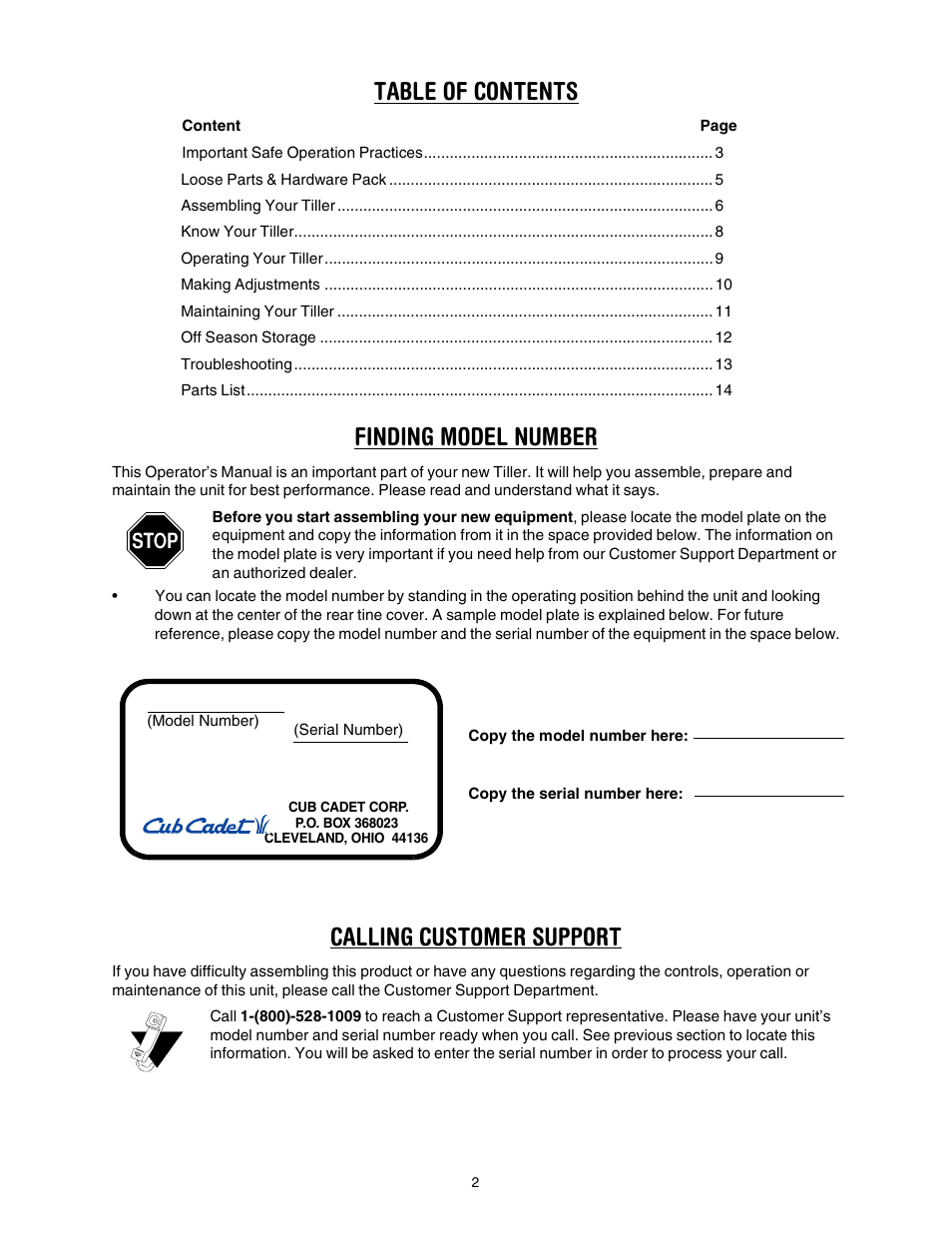 Cub Cadet RT 65 User Manual | Page 2 / 20