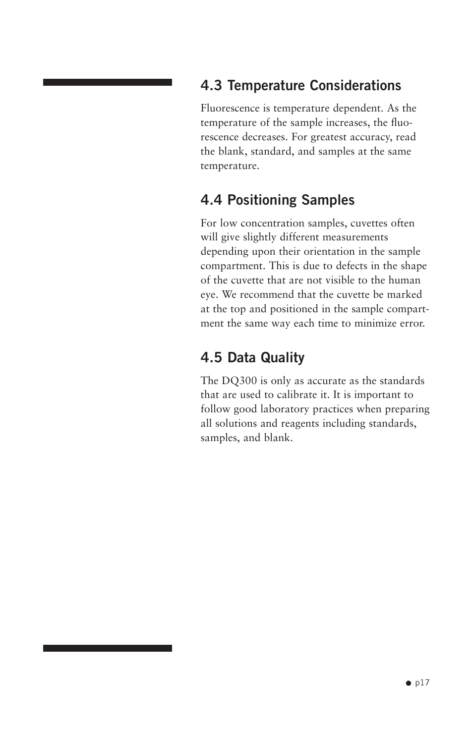 3 temperature considerations, 4 positioning samples, 5 data quality | Hoefer DQ300 User Manual | Page 25 / 30