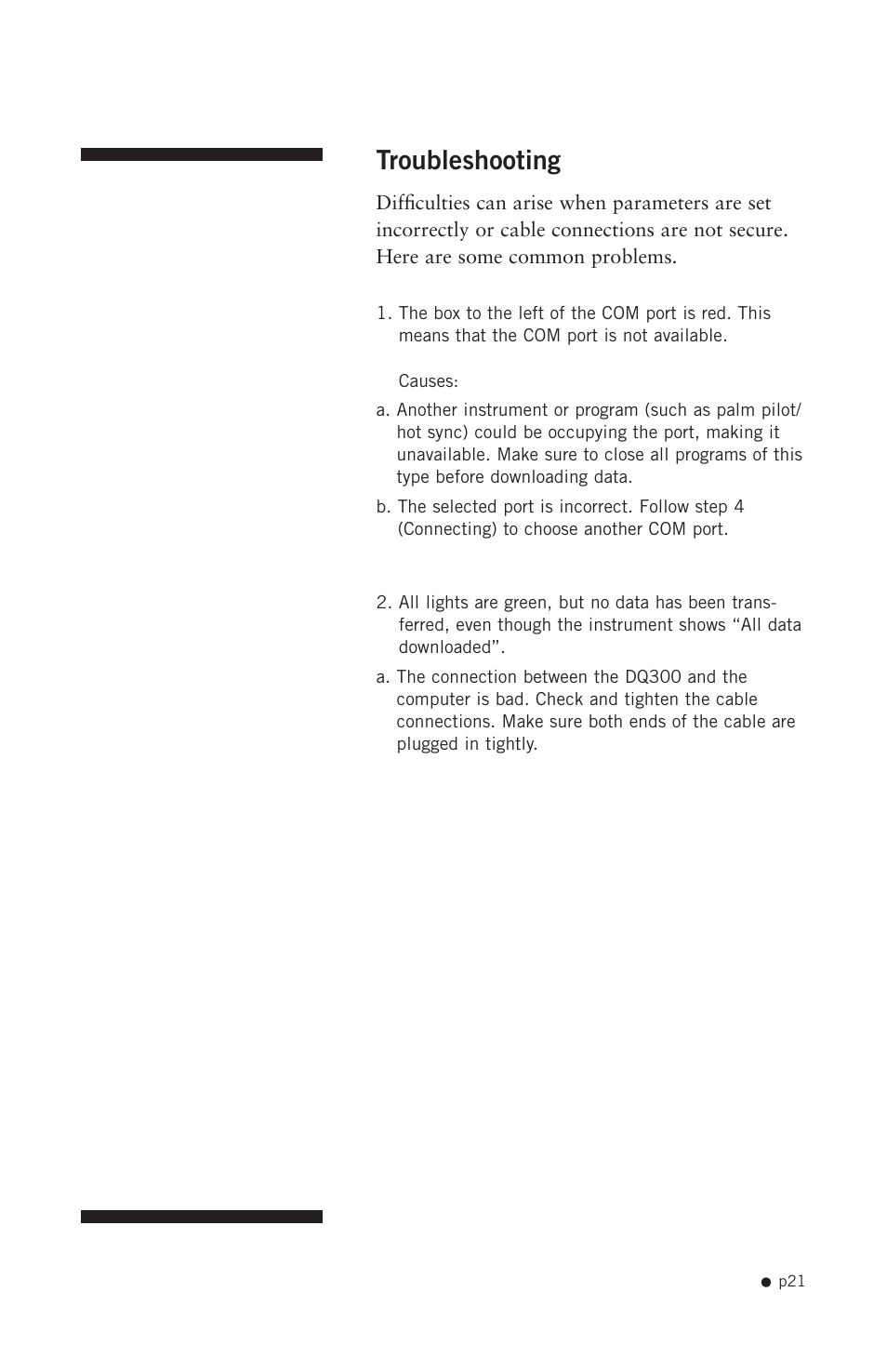 Troubleshooting | Hoefer DQ300 User Manual | Page 29 / 30