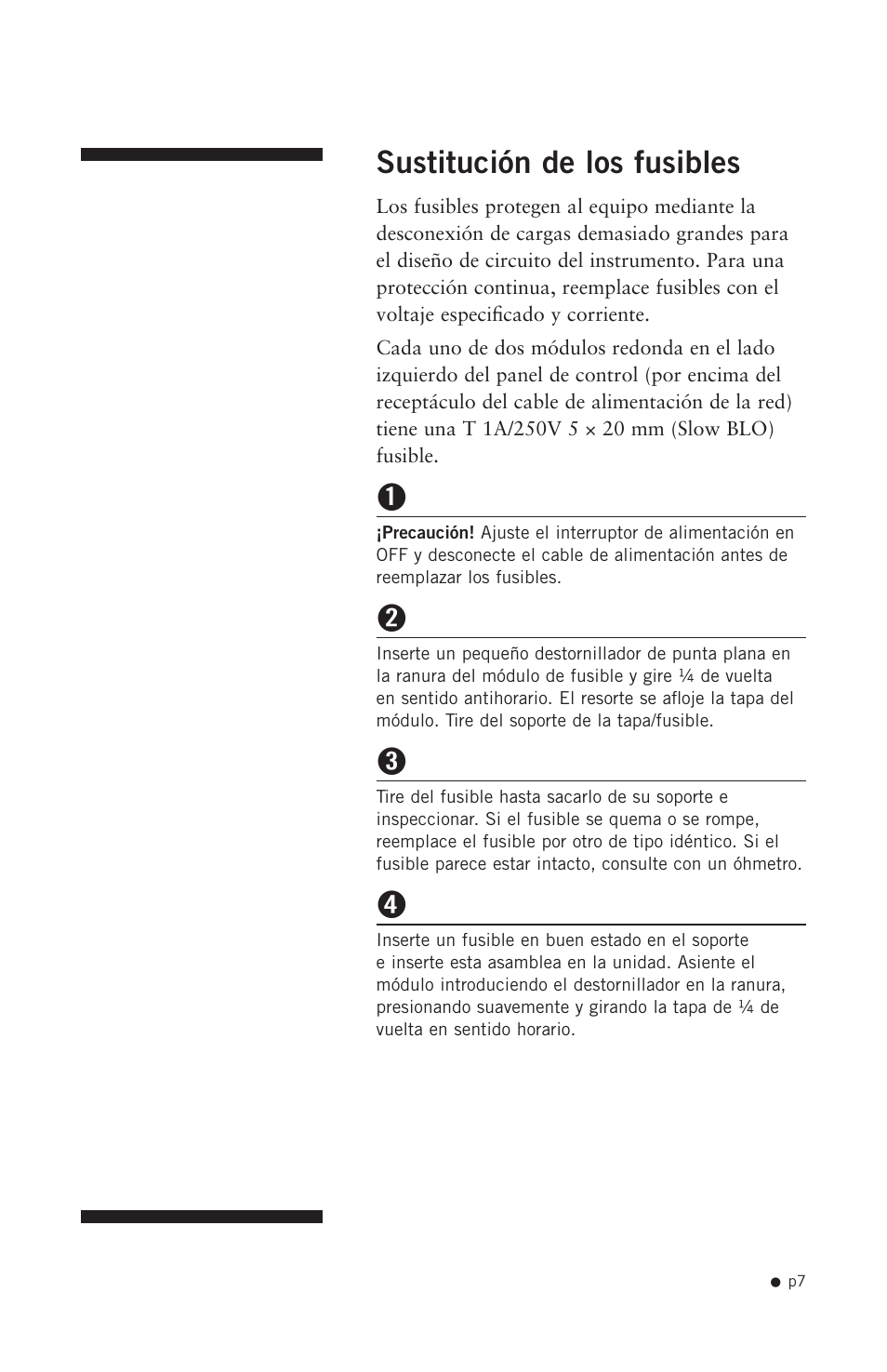Sustitución de los fusibles | Hoefer UV20 User Manual | Page 15 / 21