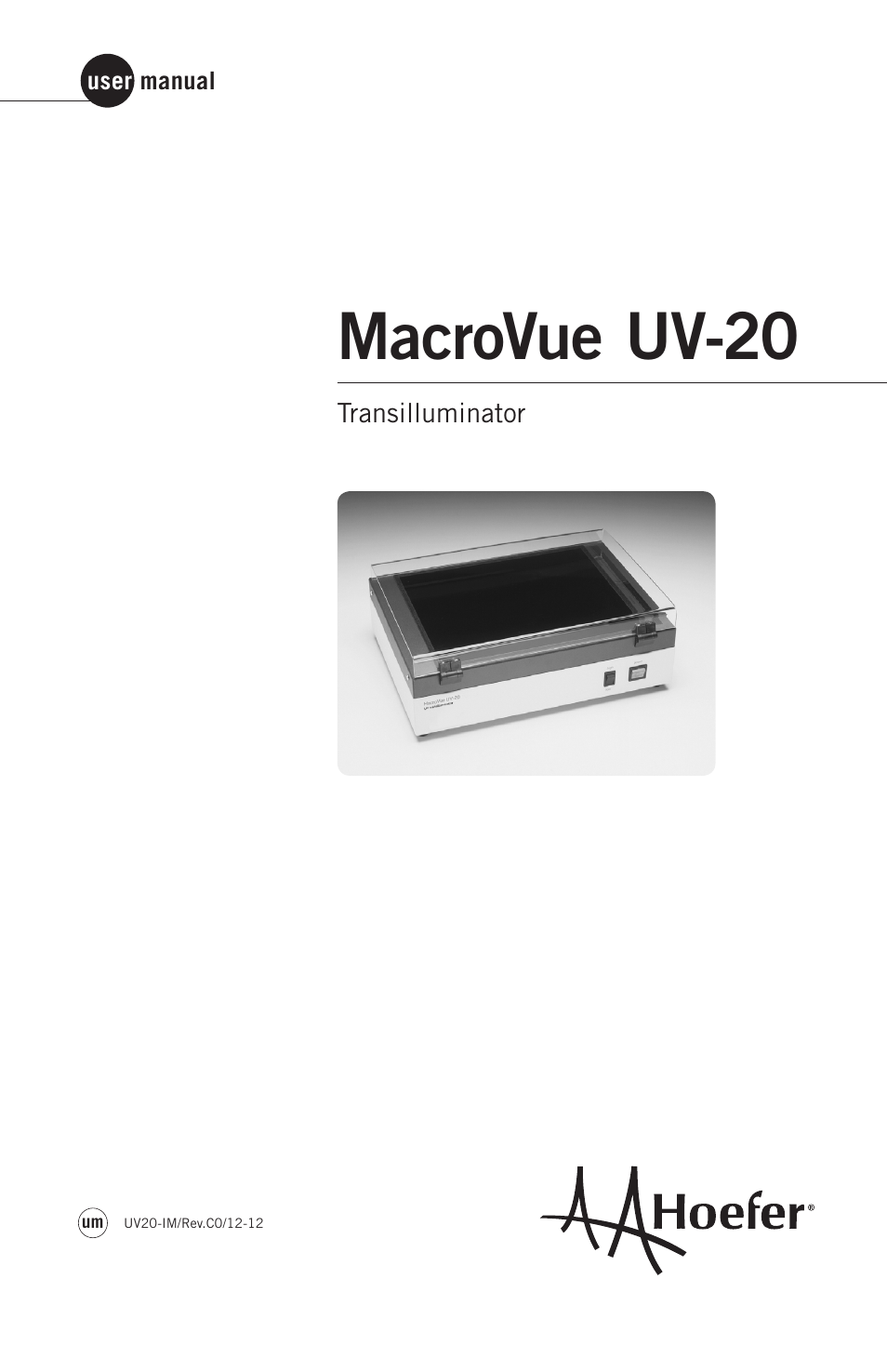 Hoefer UV20 User Manual | 21 pages