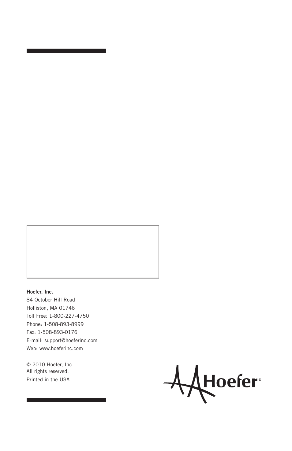 Hoefer PR250 User Manual | Page 18 / 18