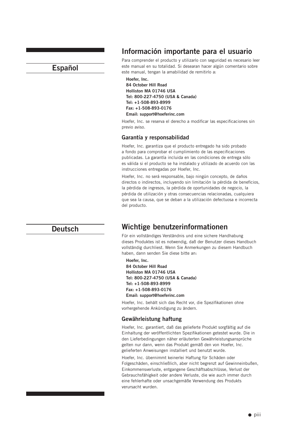 Hoefer PR250 User Manual | Page 4 / 18