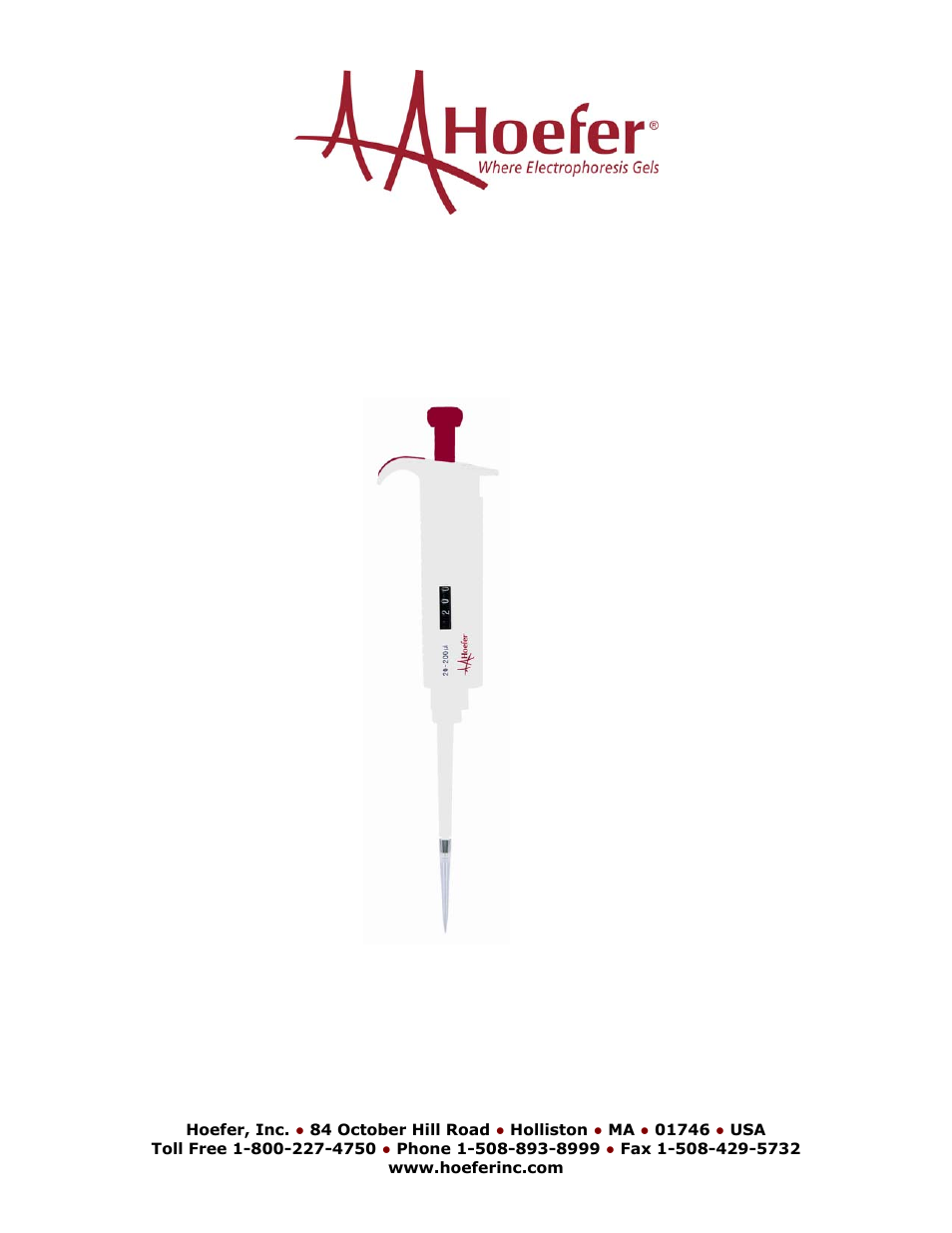 Hoefer Single Channel Variable Pipette User Manual | 8 pages