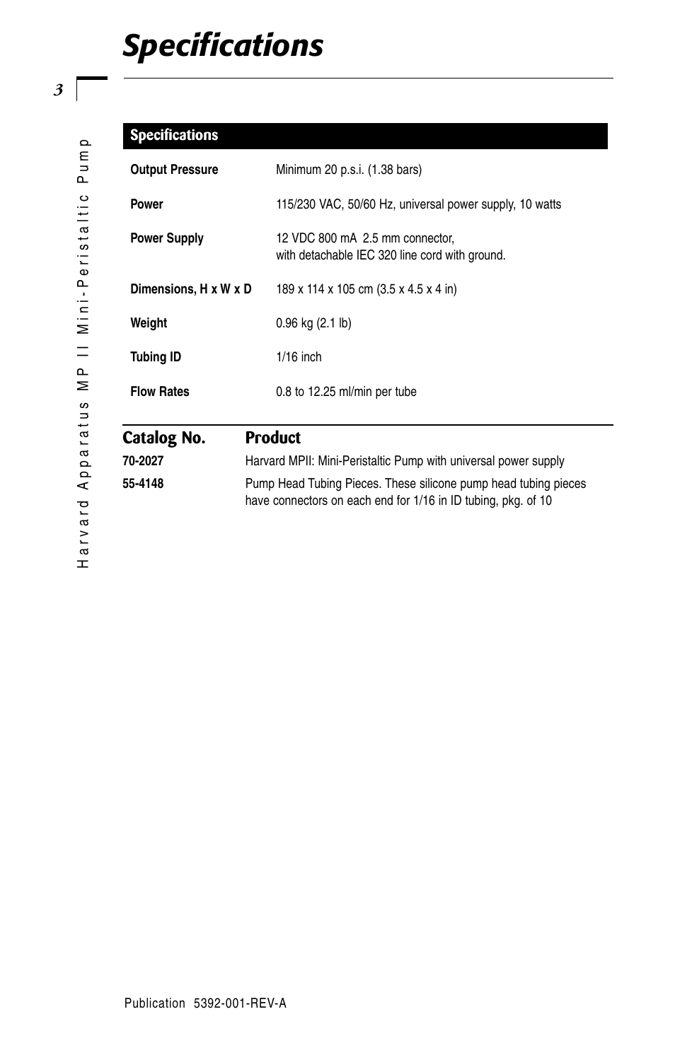 Specifications | Hoefer PP24 User Manual | Page 5 / 10