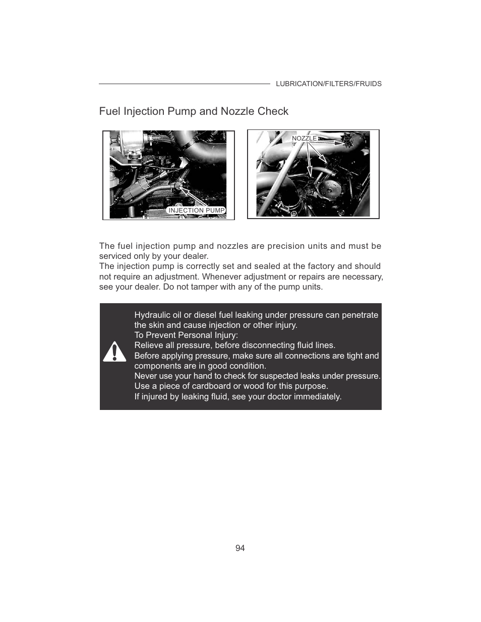 Fuel injection pump and nozzle check | Cub Cadet 7532 User Manual | Page 102 / 126